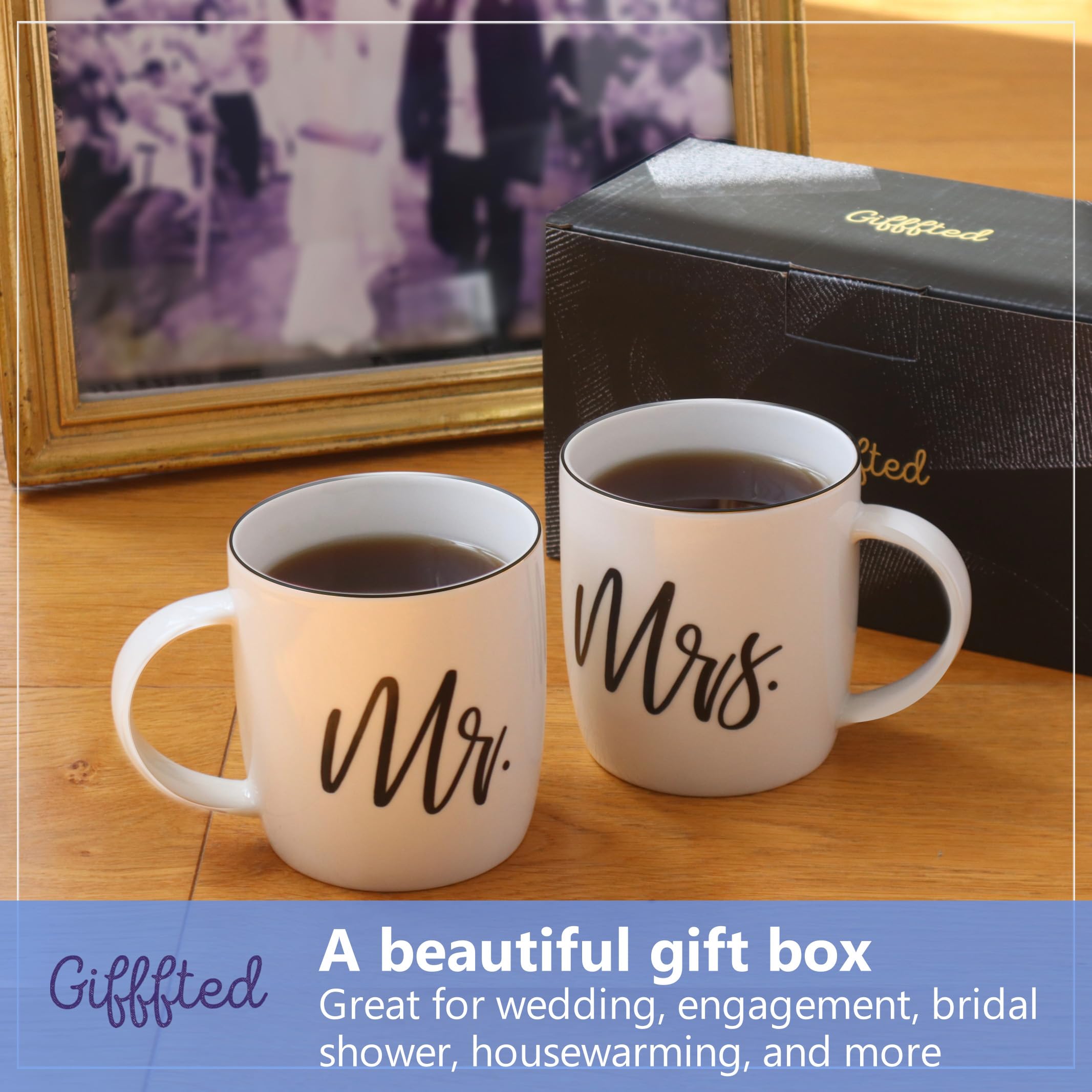 Triple Gifffted Mr And Mrs Coffee Mugs Couples Gifts Ideas For Christmas Wedding Anniversary Engagement Valentines,His Hers Pres