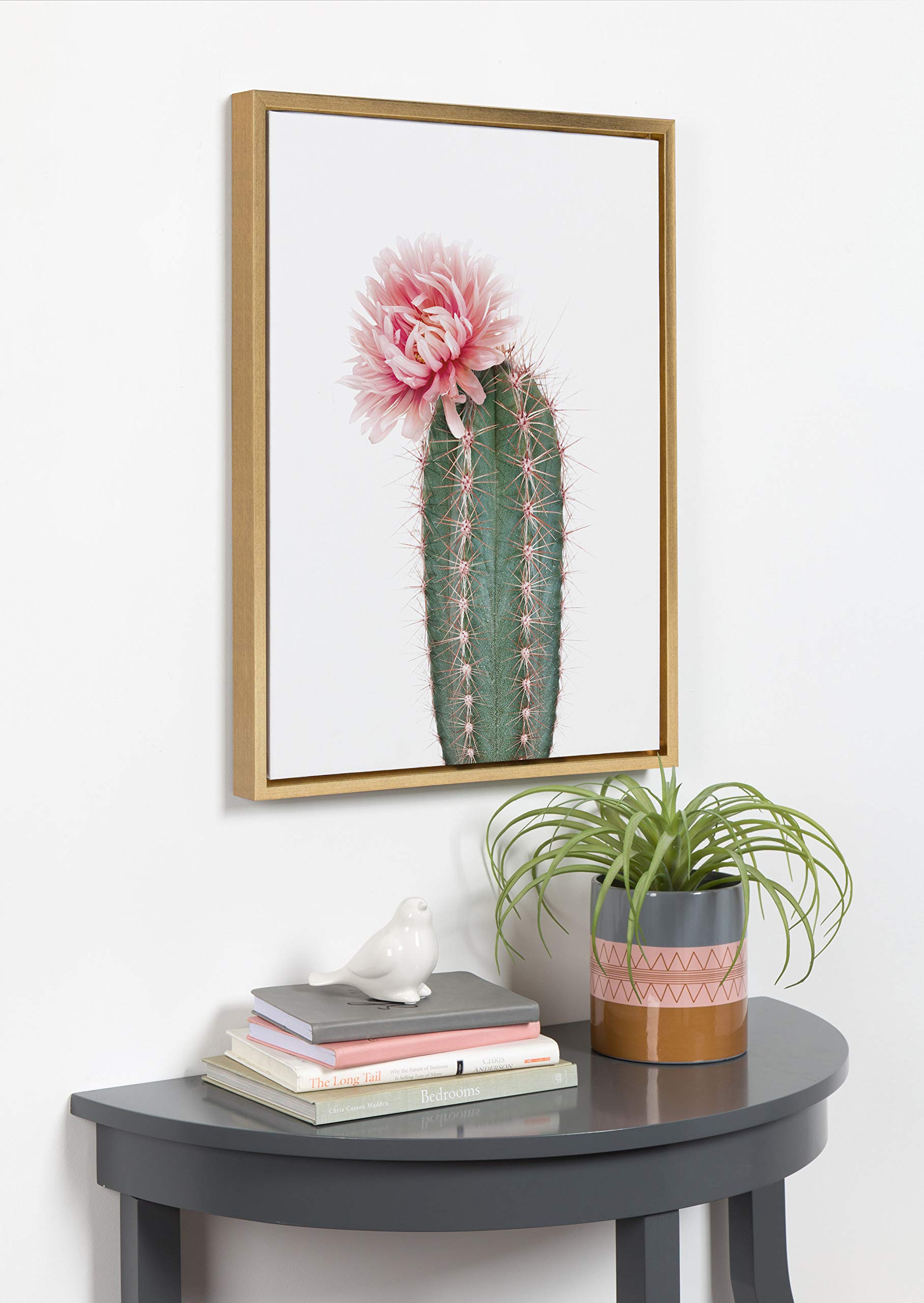 Kate And Laurel Sylvie Pink Cactus Flower Framed Canvas Wall Art By Amy Peterson, 18X24 Gold