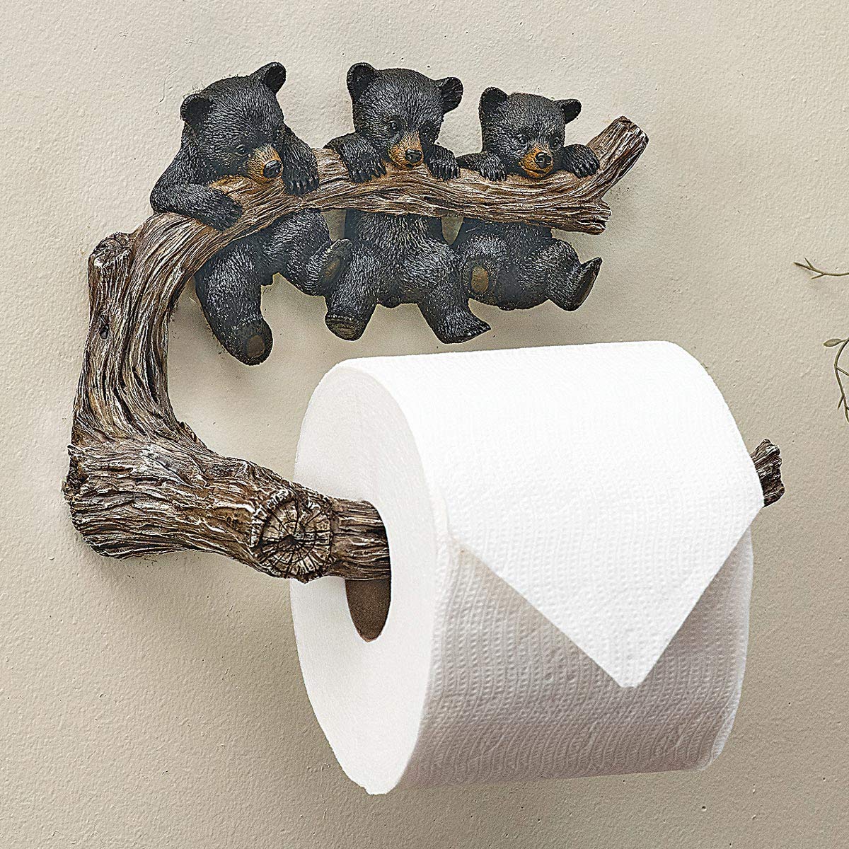 Black Forest D?Or - Bear Necessities Toilet Paper Holder For Home, Cabin, Lodge, Bathroom - Vintage Rustic Wall D?Or - Wood Resi