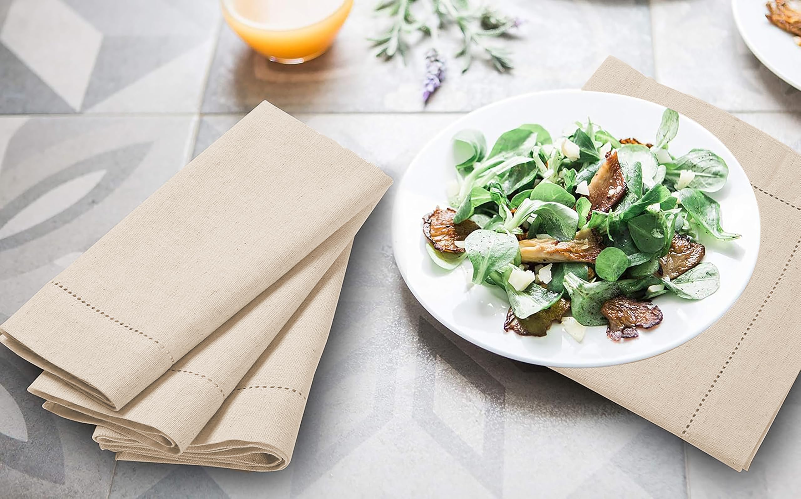Linen Cloth Napkins,Beige Linen Cloth Napkins,Linen Hemstitched Napkin,Wahsable Cloth Napkin,Linen Cloth Napkins Set Of 12,Linen