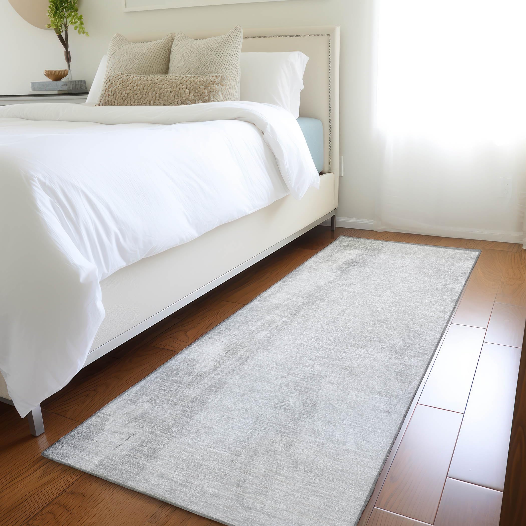 Machine Washable Indoor/Outdoor Chantille Gray 23 x 76 Runner Rug