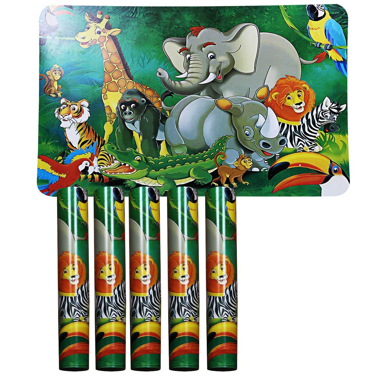 Kuber Industries Cartoon Design Pvc 6 Piece Dining Table Placemat Set(Green)-Ctktc32195