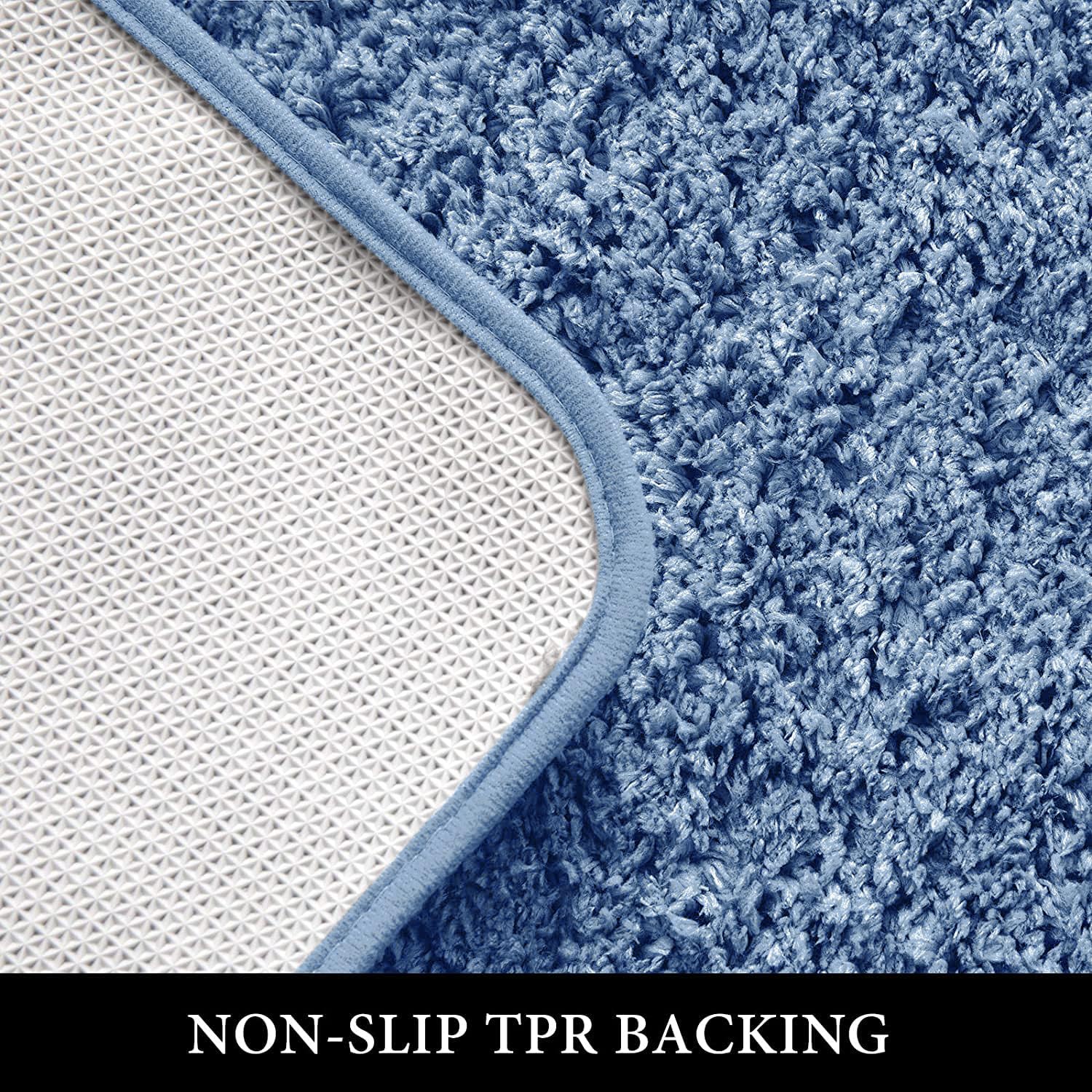 Miulee Blue Bath Rugs For Bathroom - Soft And Absorbent Non-Slip Mats For Shower Bath And Toilet, Machine Washable, 16'' X 24''