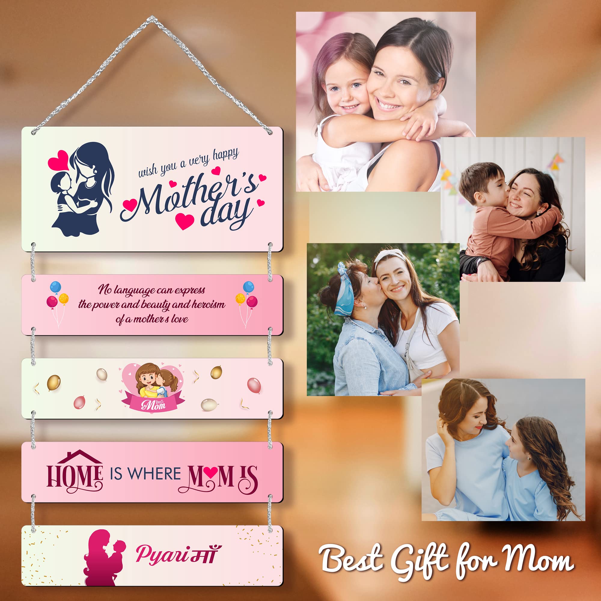 Regalocasila Wall Decoration | Mothers Day Wishes Quotes | For Pyari Maa | From Son Daughter | Unique Gift Ideas | Surprise Gift