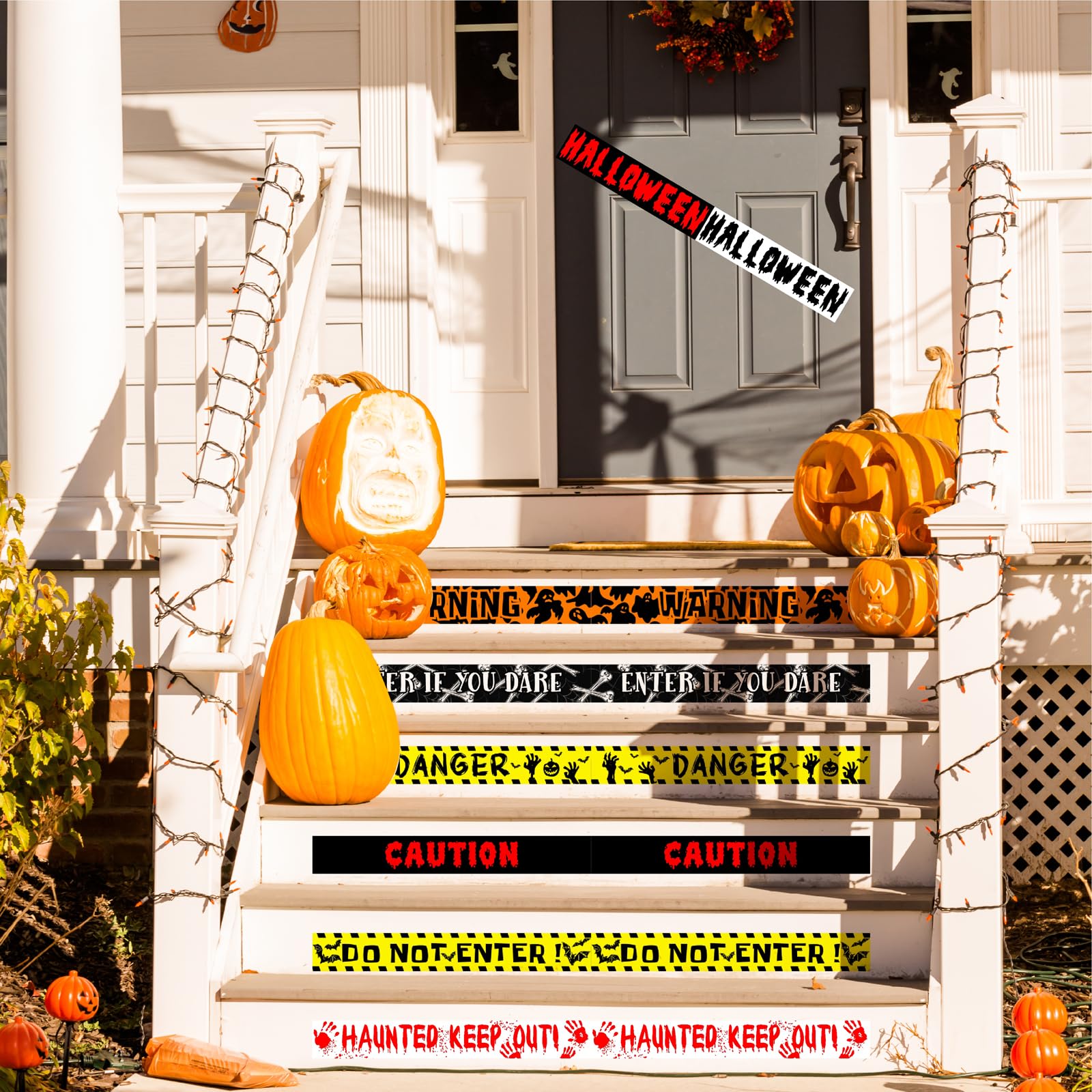 Halloween Wall Stickers Party Danger Warning Window Decorations Holiday Wall Decals Halloween Door Decals Removable Caution Tape