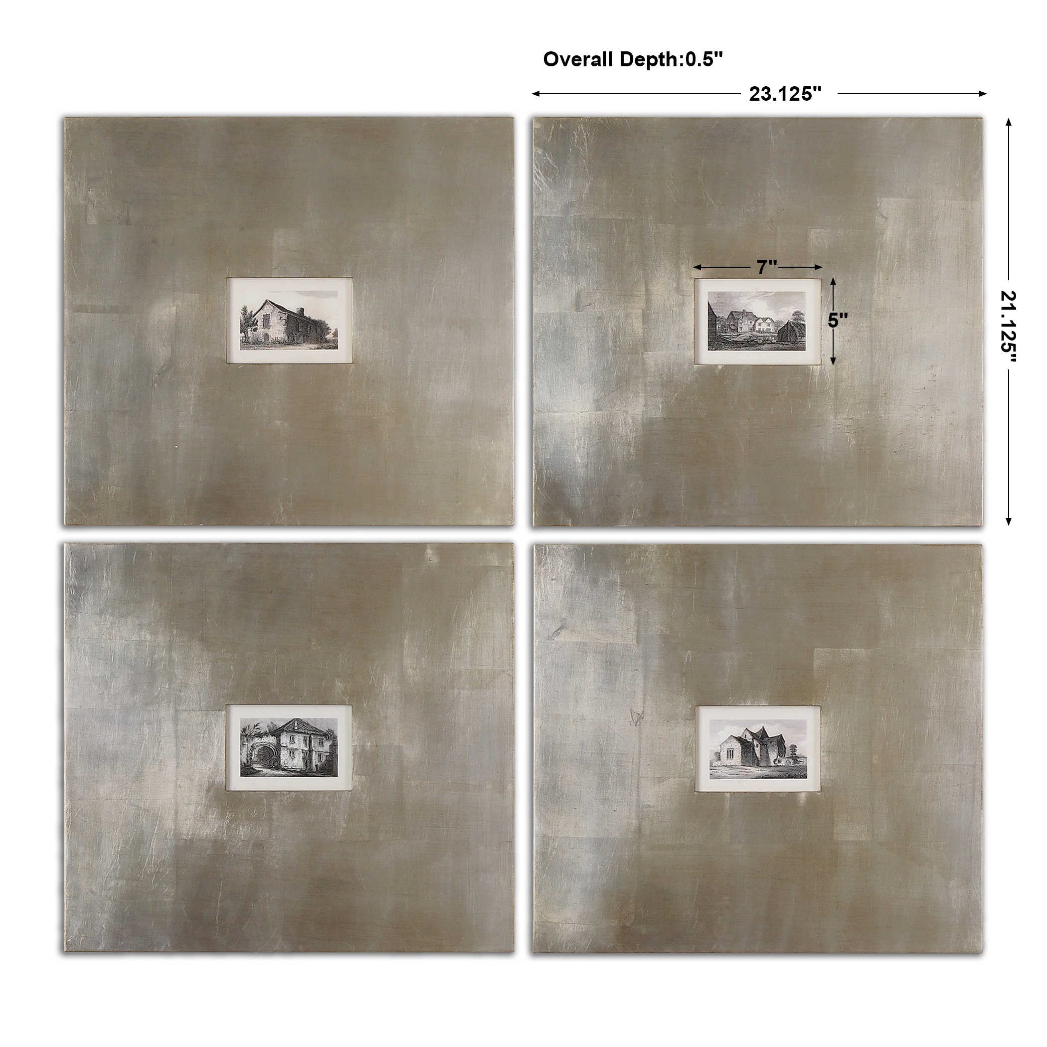 Uttermost Historical Buildings I, Ii, Iii, Iv 0.5 X 23.13 X 21.13 (Set Of 4), 21.1'' L X 23.1'' W X 0.5'' D, Rustic
