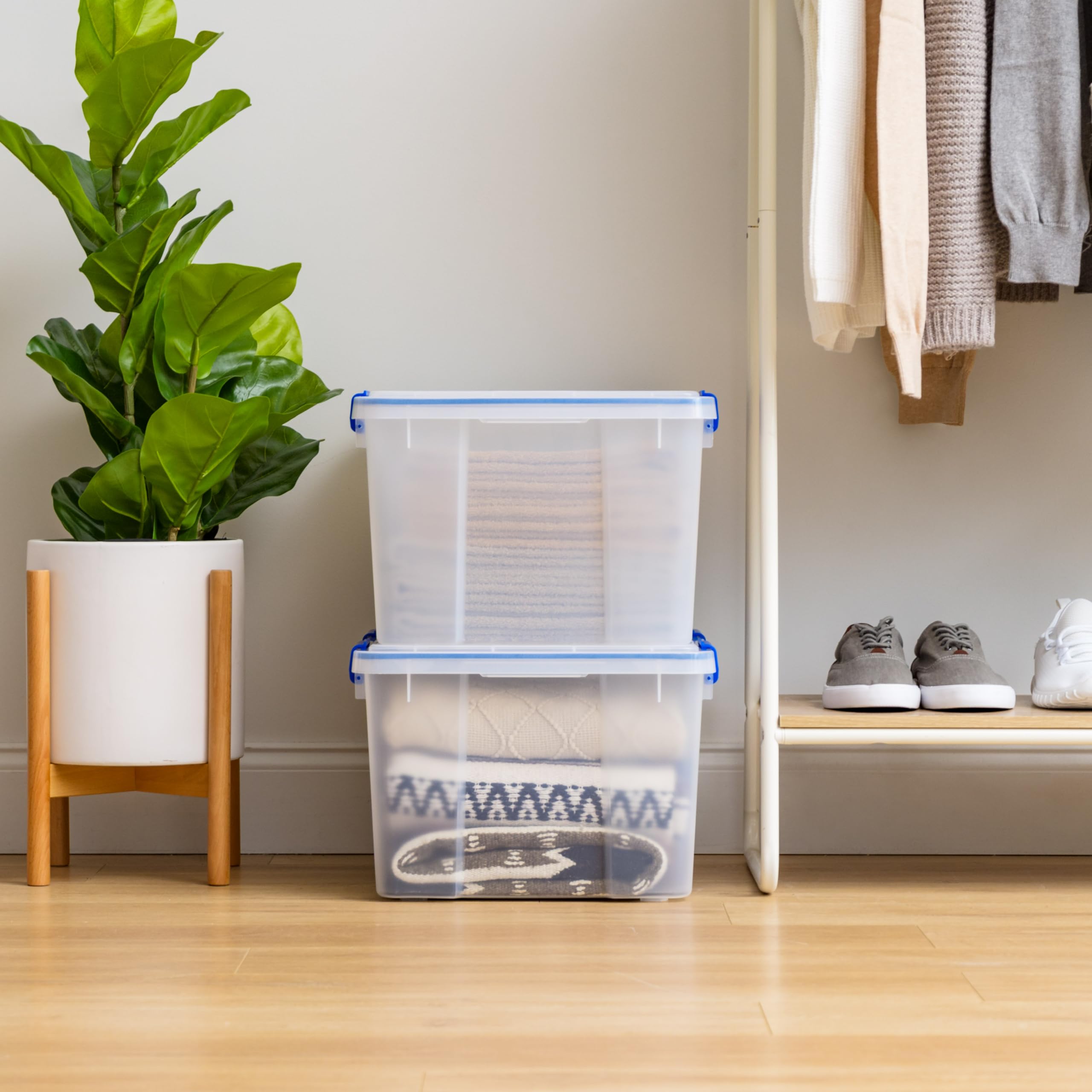 Iris Usa Weatherpro 44 Qt Storage Bins With Lids, 2 Pack, Bpa-Free Plastic Gasket Box With Tight Latch And Seal, Stackable Nesta