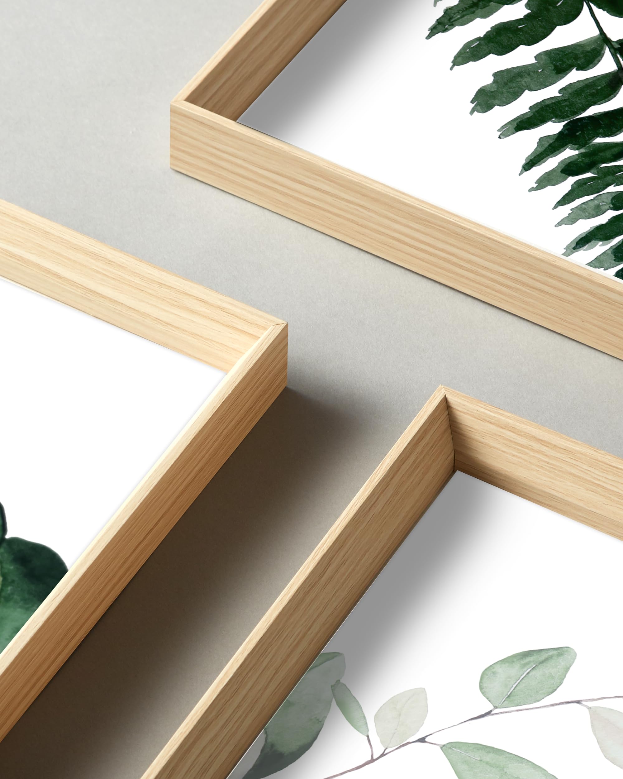UPWOIGH Framed Green Wall Art(No Plexiglass)  Olive Leafs Canvas Wall Art 16x12in Botanical Wood Bohemia Sage Wall Decor Prints Artworks for Bathroom Bedroom  Plant Neutral Wall Decor Set of 3