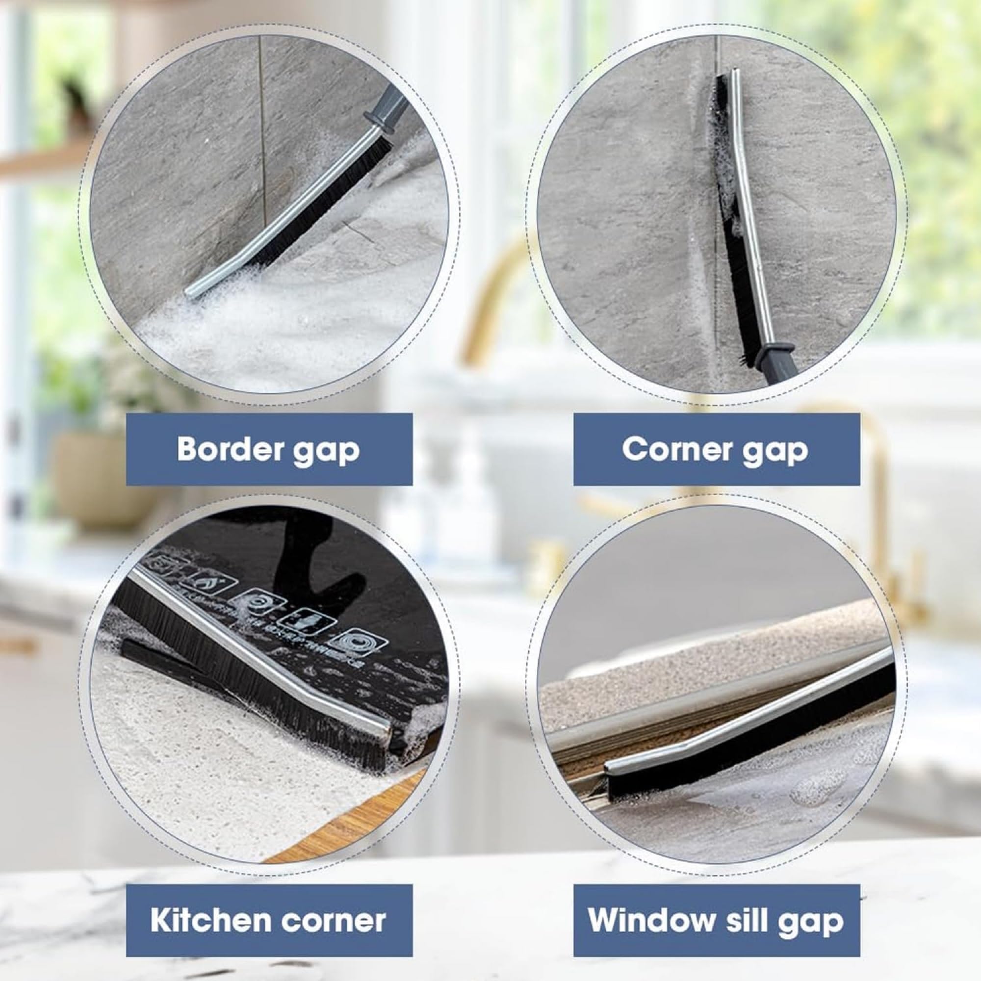 Veranco Cleaning Brush - Hard Bristle Crevice Cleaning Brush, 4Pcs, Black