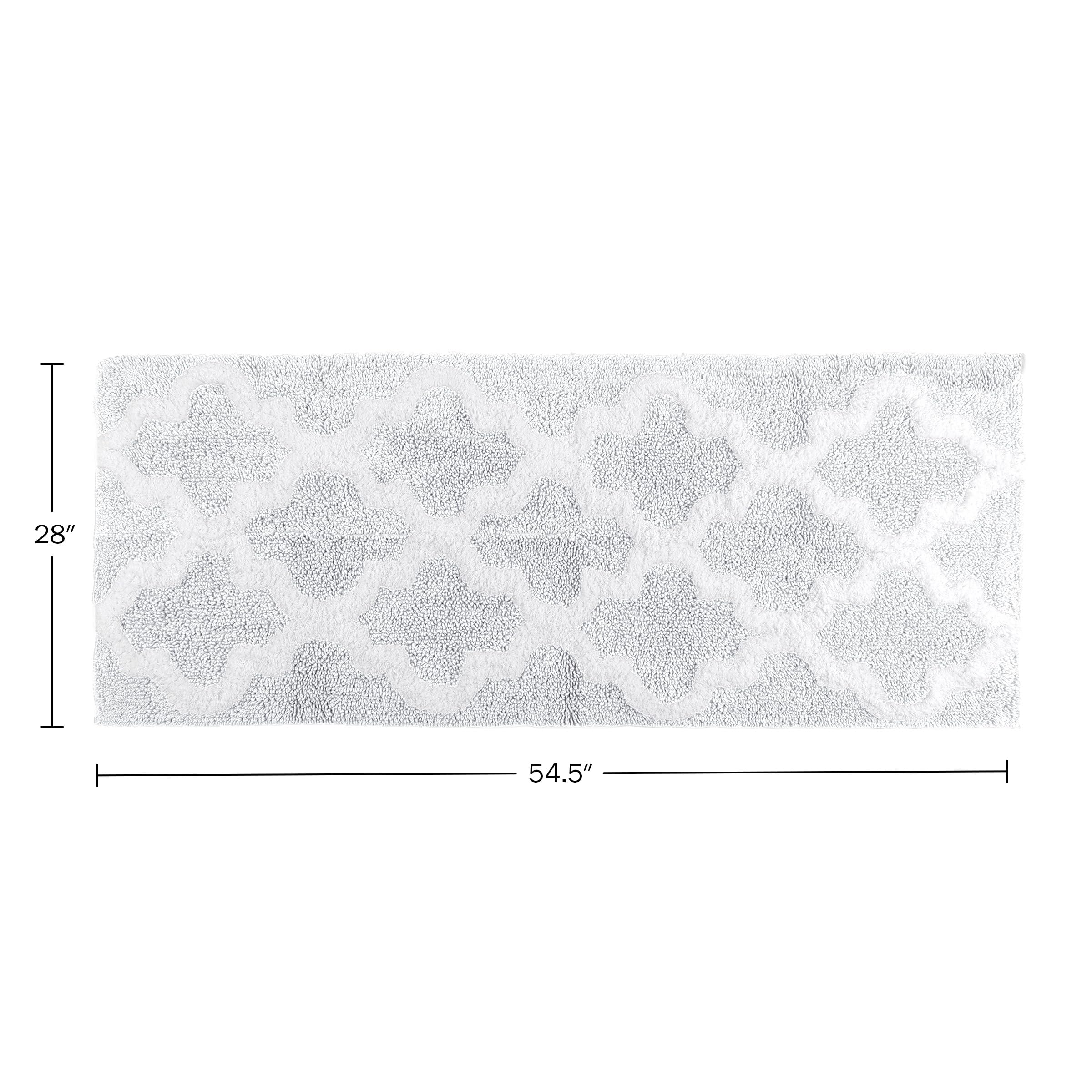 Lavish Home 100% Cotton Trellis Bathroom Mat - 24x60 inches - White