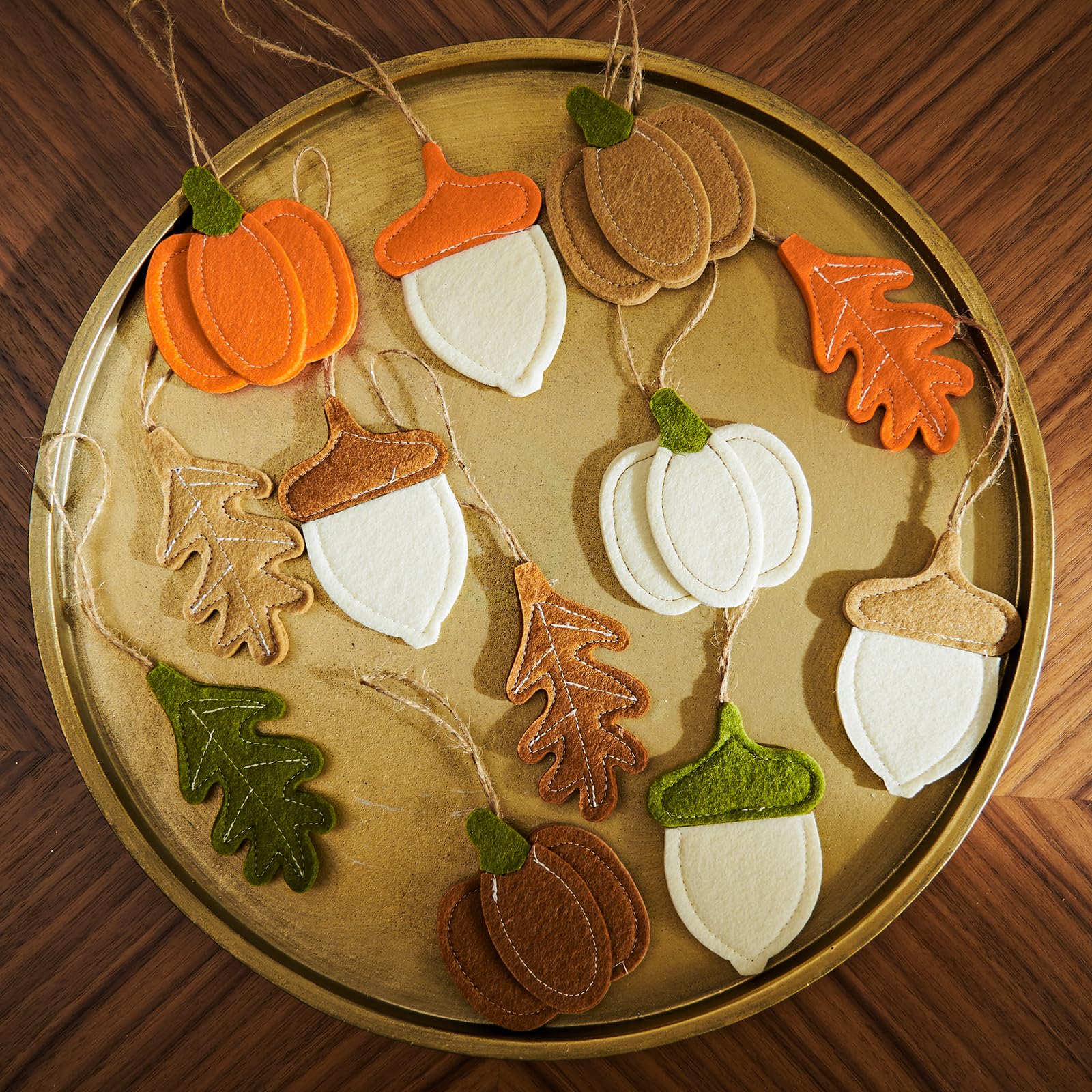 DN DECONATION 12PCS Fall Tree Decorations Felt Ornaments, Felt Pinecones Leaves Mini Pumpkins Ornament Set for Small Tree Thanks
