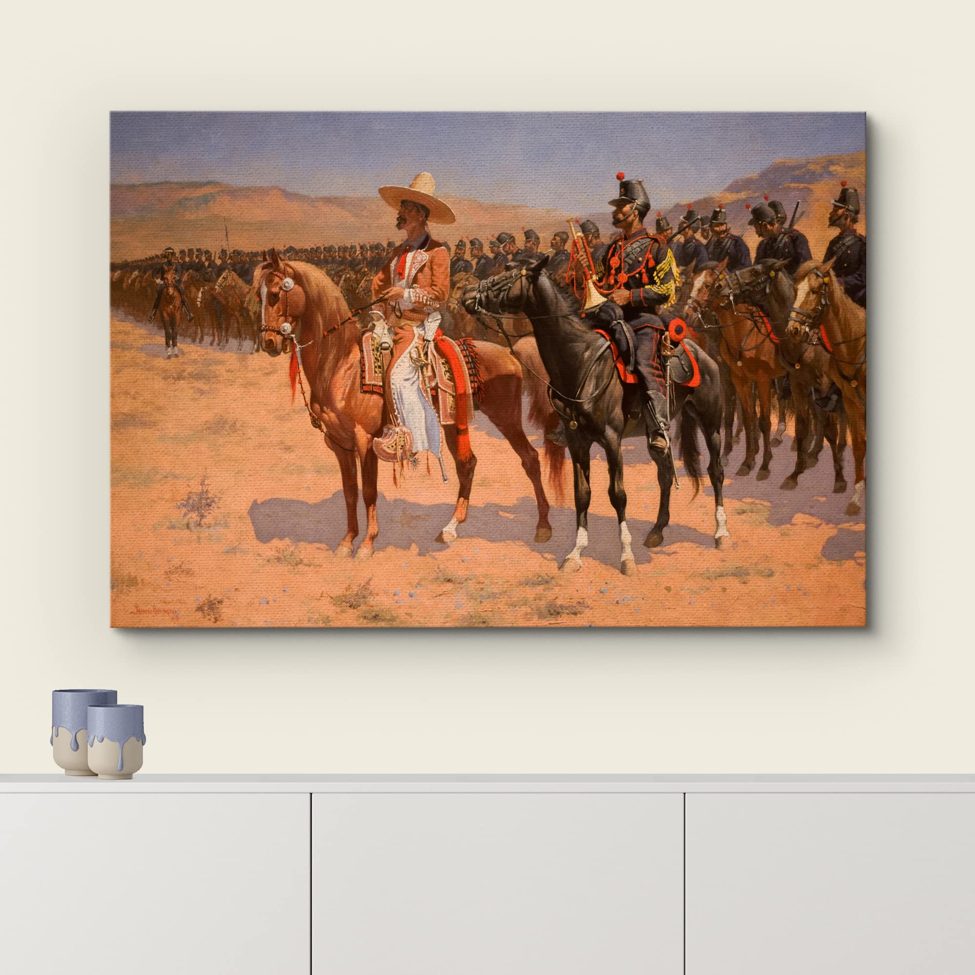 The Mexican Major (1889) (The Wild West Or The Troops) By Frederic Remington - Canvas Print Wall Art Famous Painting Reproductio
