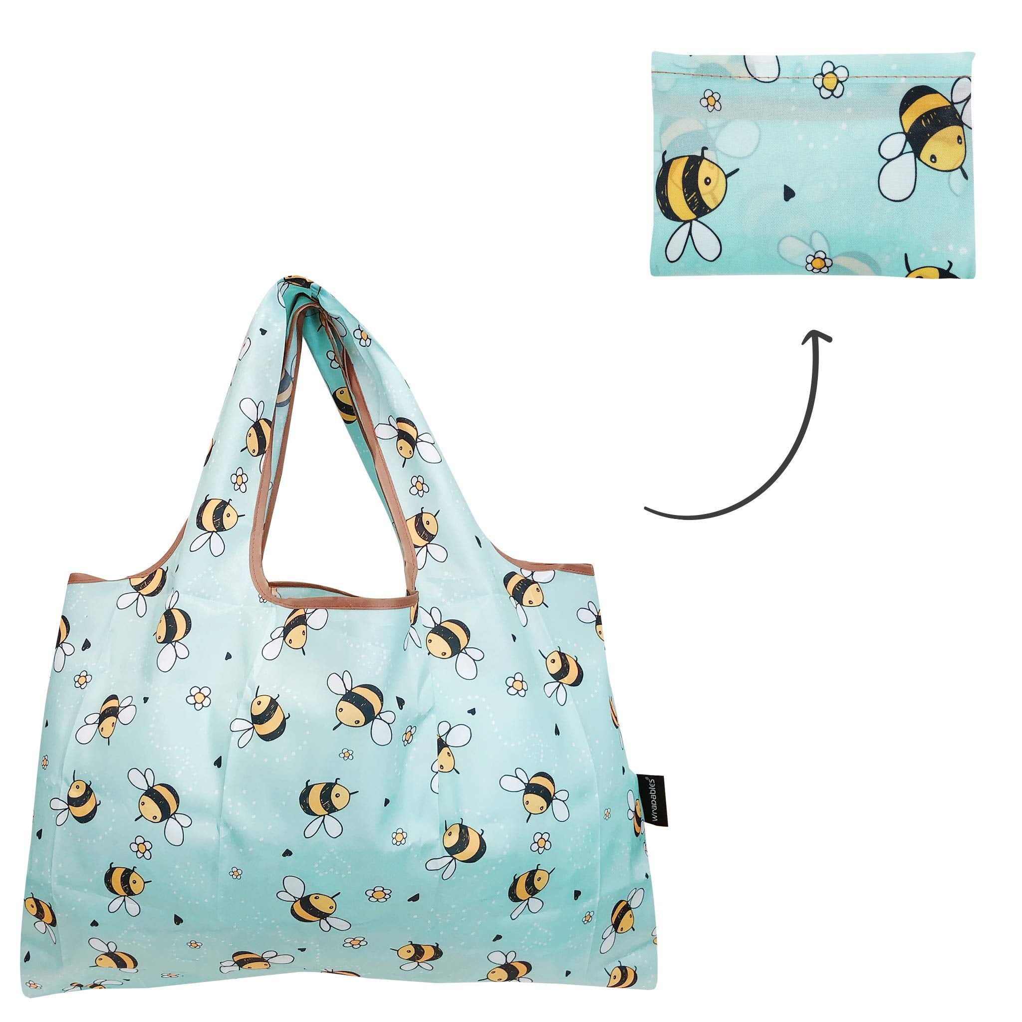 Allydrew Large Foldable Tote Nylon Reusable Grocery Bags, 6 Pack, Animals Oh My!