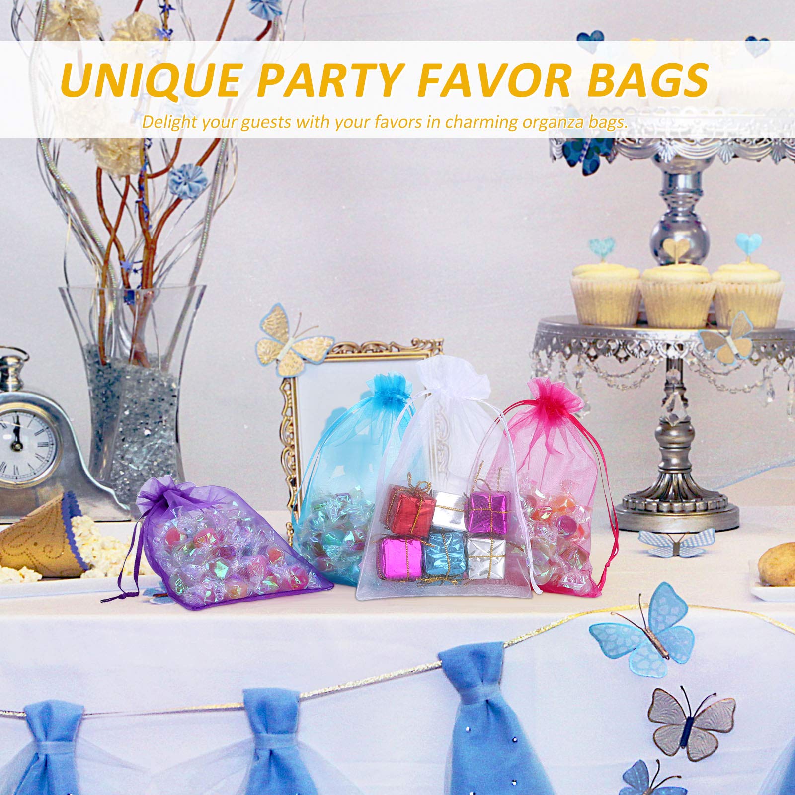 Angooni 4X6 Inches Purple Organza Bags For Jewelry Party Wedding Favor Party Festival Candy, 100 Pcs Premium Drawstring Organza