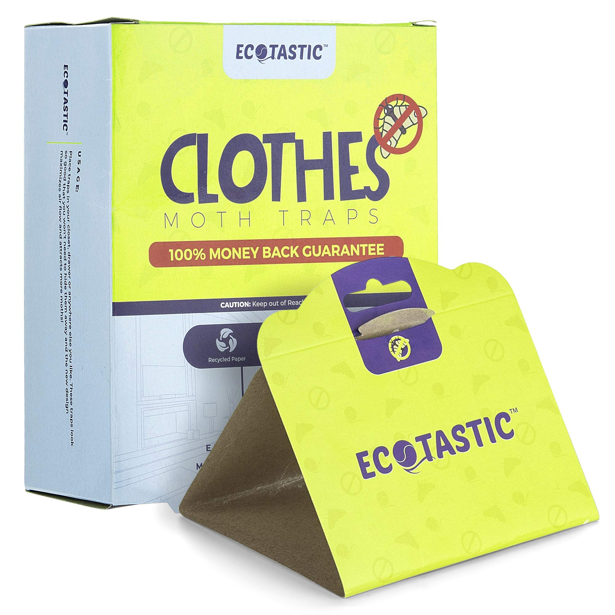 Ecotastic Clothing Moth Traps - 11 Count - Foldable Moth - Eco-Friendly Hassle Control - Pheromone Technology - Closet Mothballs