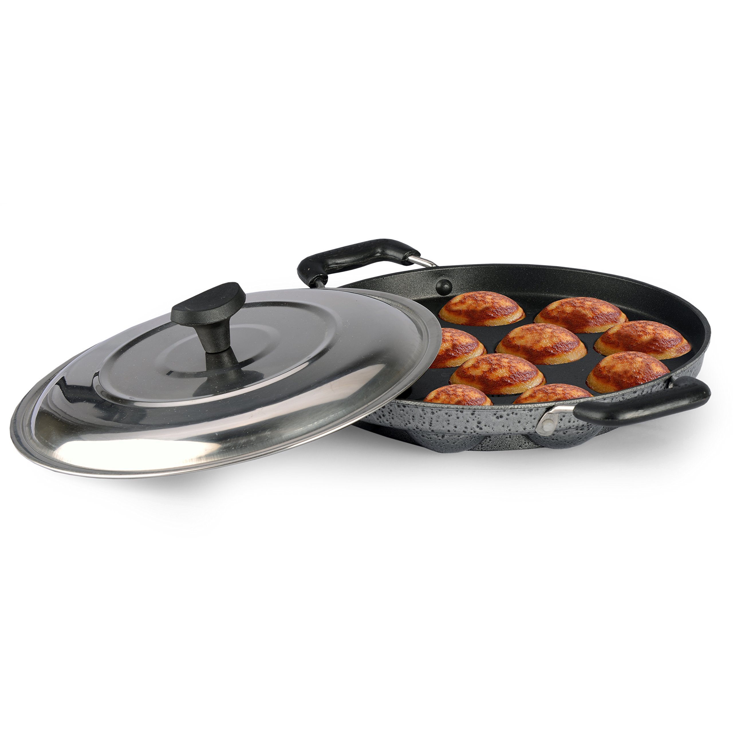 Sumeet 3Mm Nonstick Designer Appam Patra 12Pc With Handle And Lid