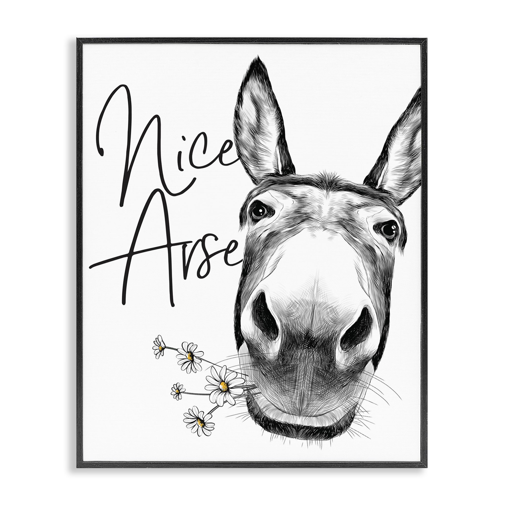 Stupell Industries Nice Arse Donkey Pun, Framed Giclee Art, Black, 24 x 30 Inches, Easy to Hang and Sturdy, Made in USA, by Le