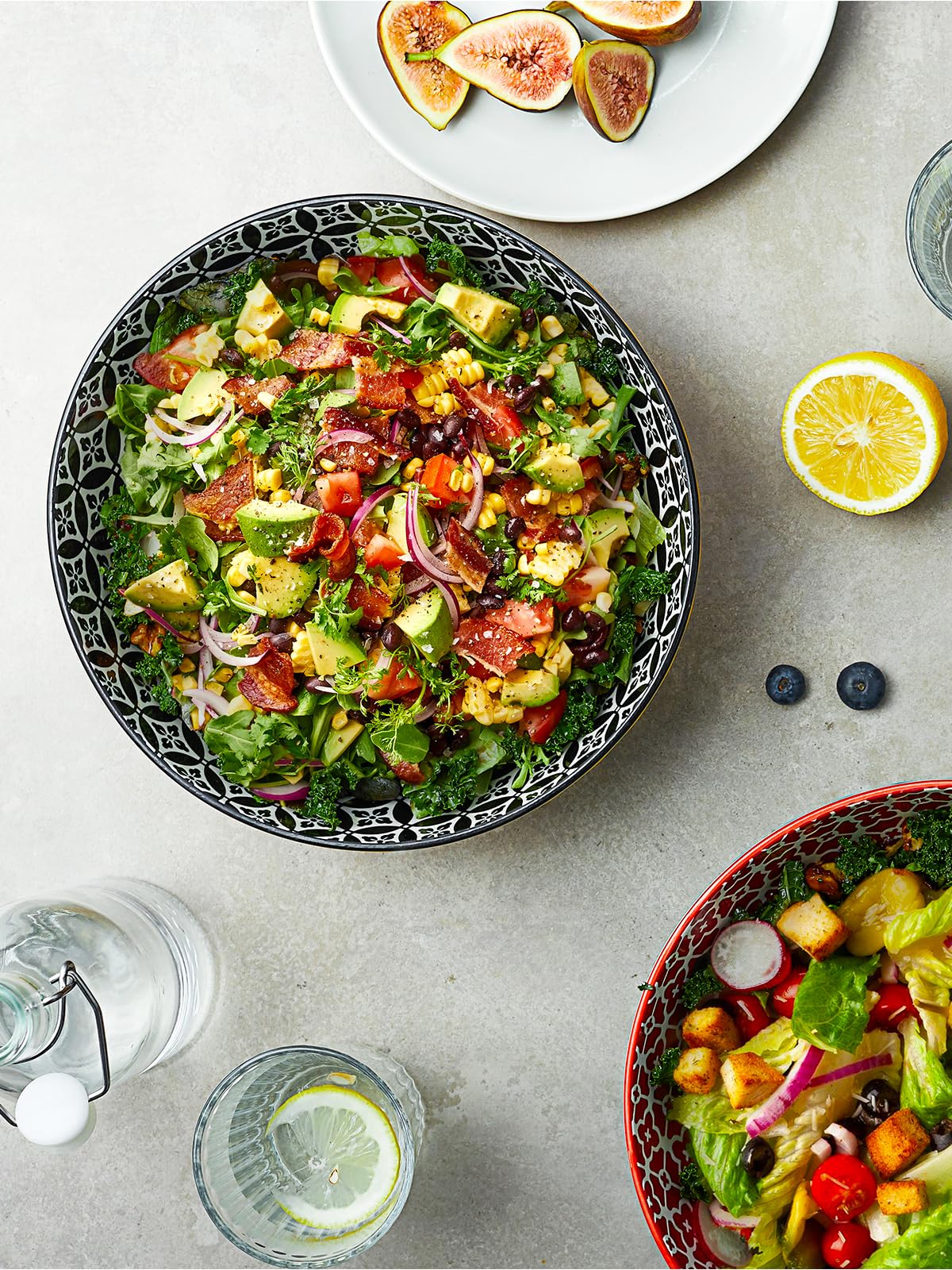 DOWAN Large Serving Bowls for Christmas  9.5 Inch Mixing Bowls  Decorative Serving Dishes for Entertaining  70 OZ Pasta Bowls Set of 2  Vibrant Color Fruit Salad Bowls for Party  Home Kitchen Decor