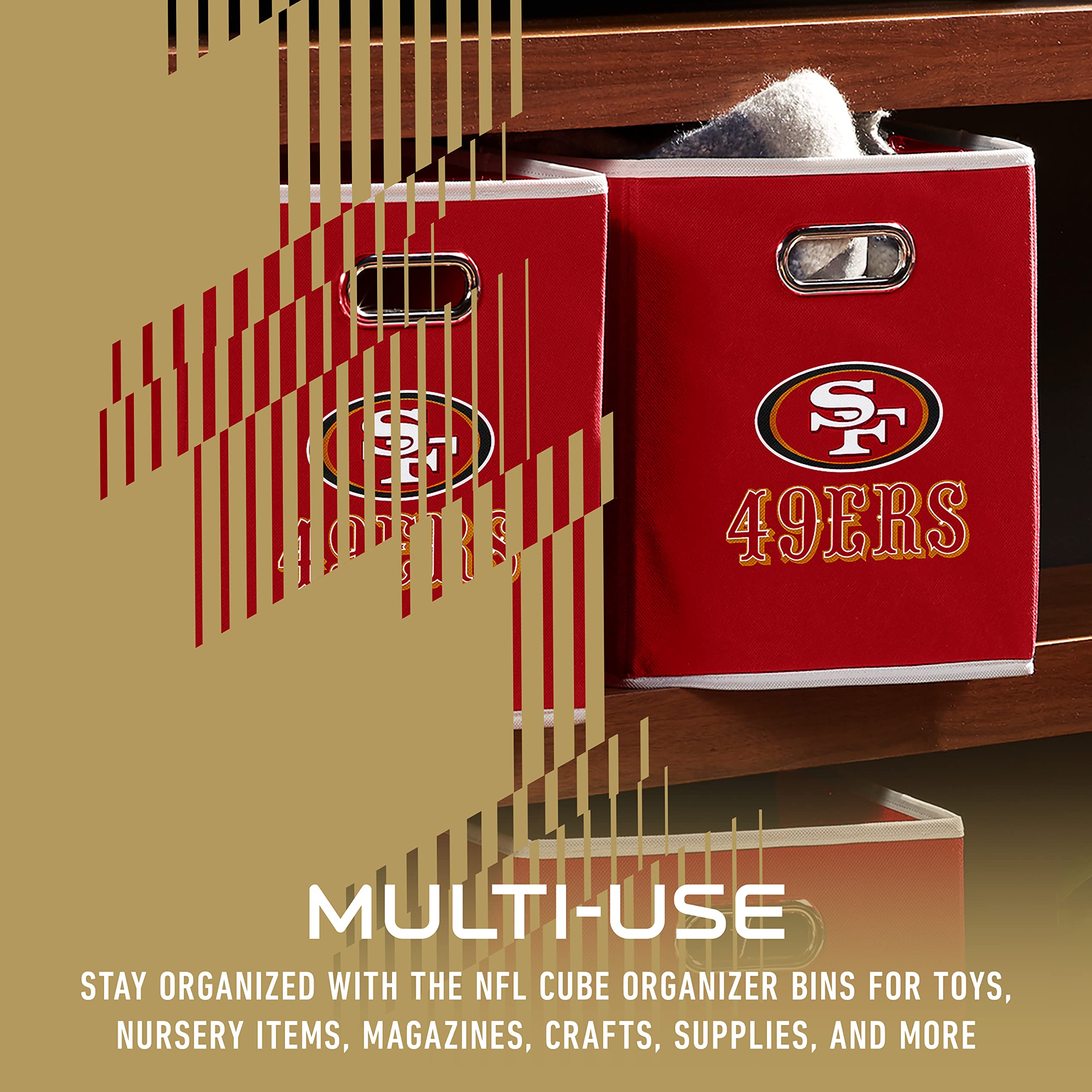 Franklin Sports Nfl San Francisco 49Ers Collapsible Storage Bin Nfl Folding Cube Storage Container Fits Bin Organizers Fabric Nf