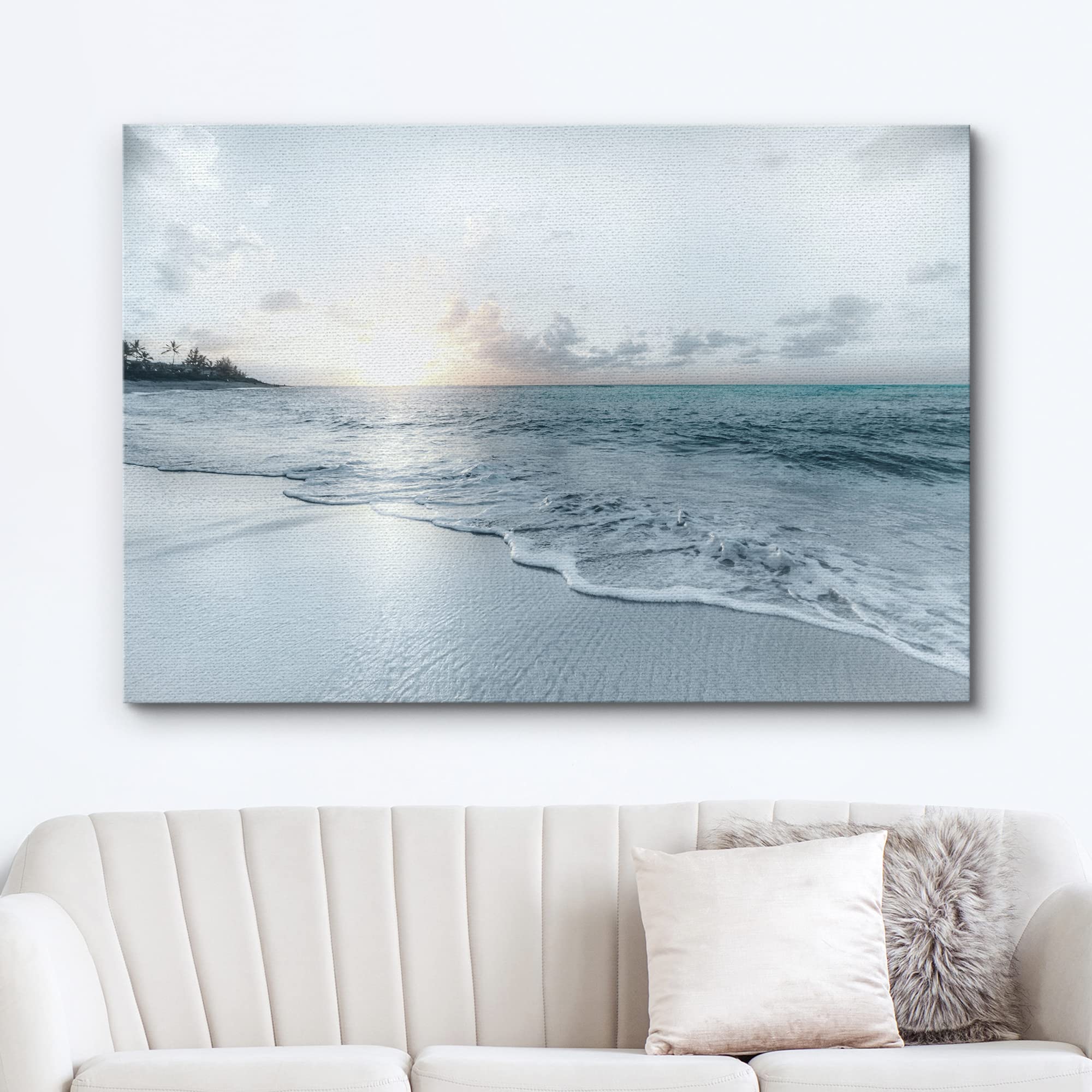 Wall26 Canvas Print Wall Art Washed Out Gray Sunset Beach Shoreline Nature Wilderness Photography Modern Art Rustic Scenic Color