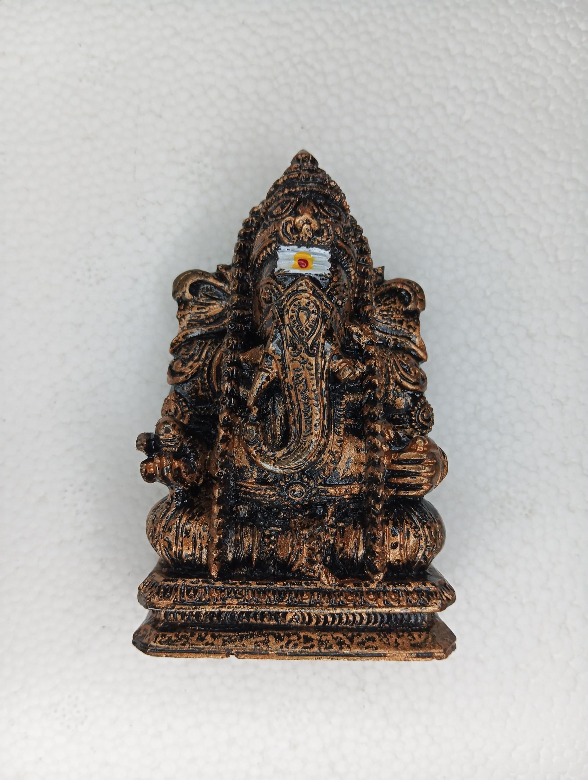 Heena Home Decor Pillayarpatti/Karpaga Vinayaga/Ganesh/Vinyagar Copper Color Polystone Idol 9 Cm Height
