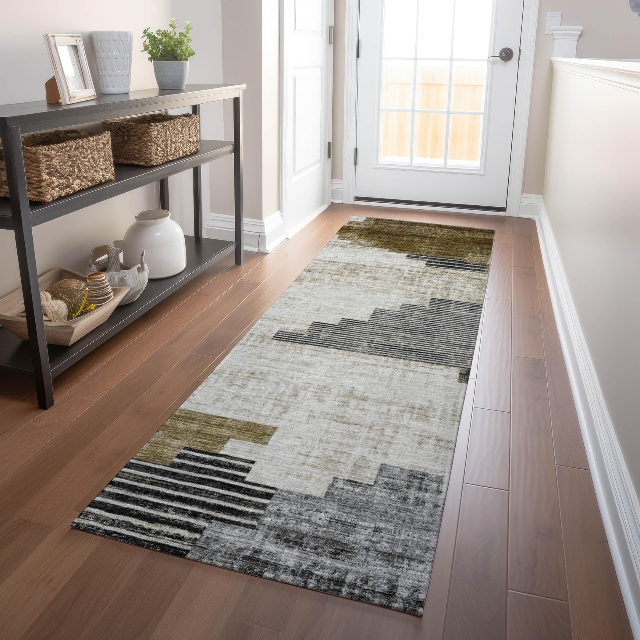 Machine Washable Indoor/Outdoor Chantille Brown 23 x 76 Runner Rug