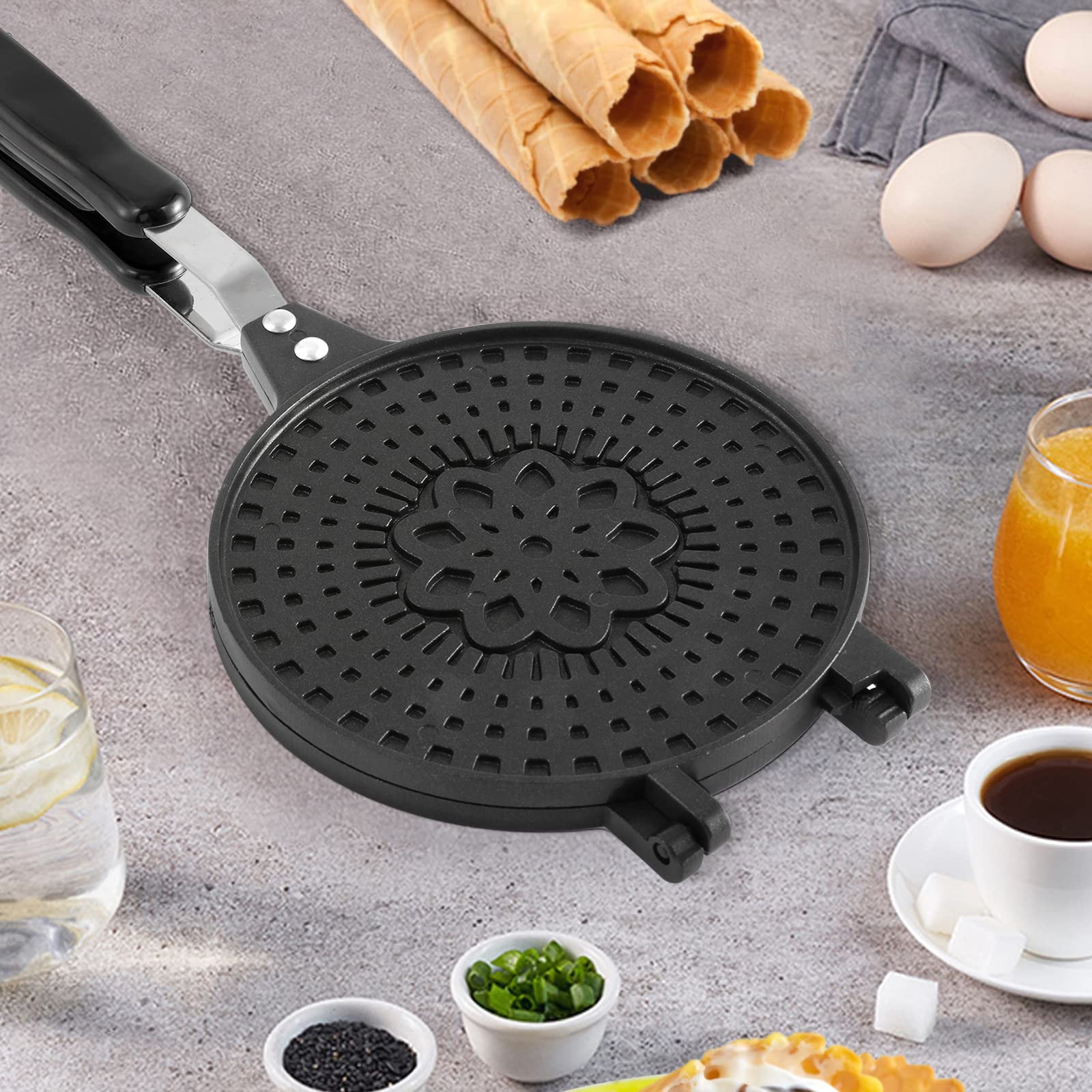 Dyna-Living Waffle Cone Maker Non-Stick Ice Cream Cone Maker 6.7 Inches Ice Cream Cone Waffle Maker Household Egg Roll Maker Waf