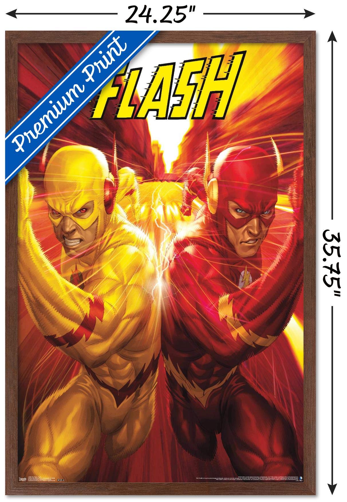 Trends International Dc Comics - The Flash And The Reverse Flash - Race Wall Poster, 22.375'' X 34'', Mahogany Framed Version