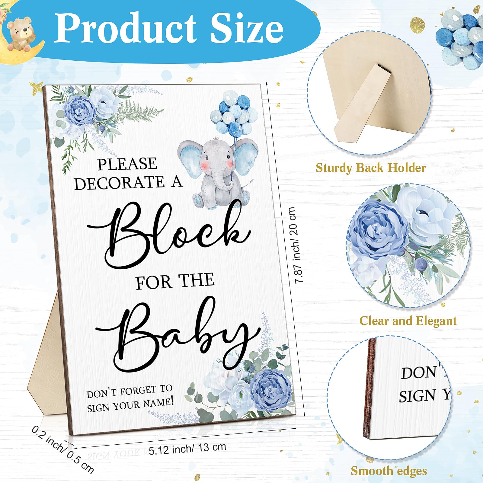 Tatuo 75 Pcs Baby Shower Games Sign Kit Including Decorate A Block Game Sign 50 Diy Blank Wooden Block 24 Acrylic Paint Marker B