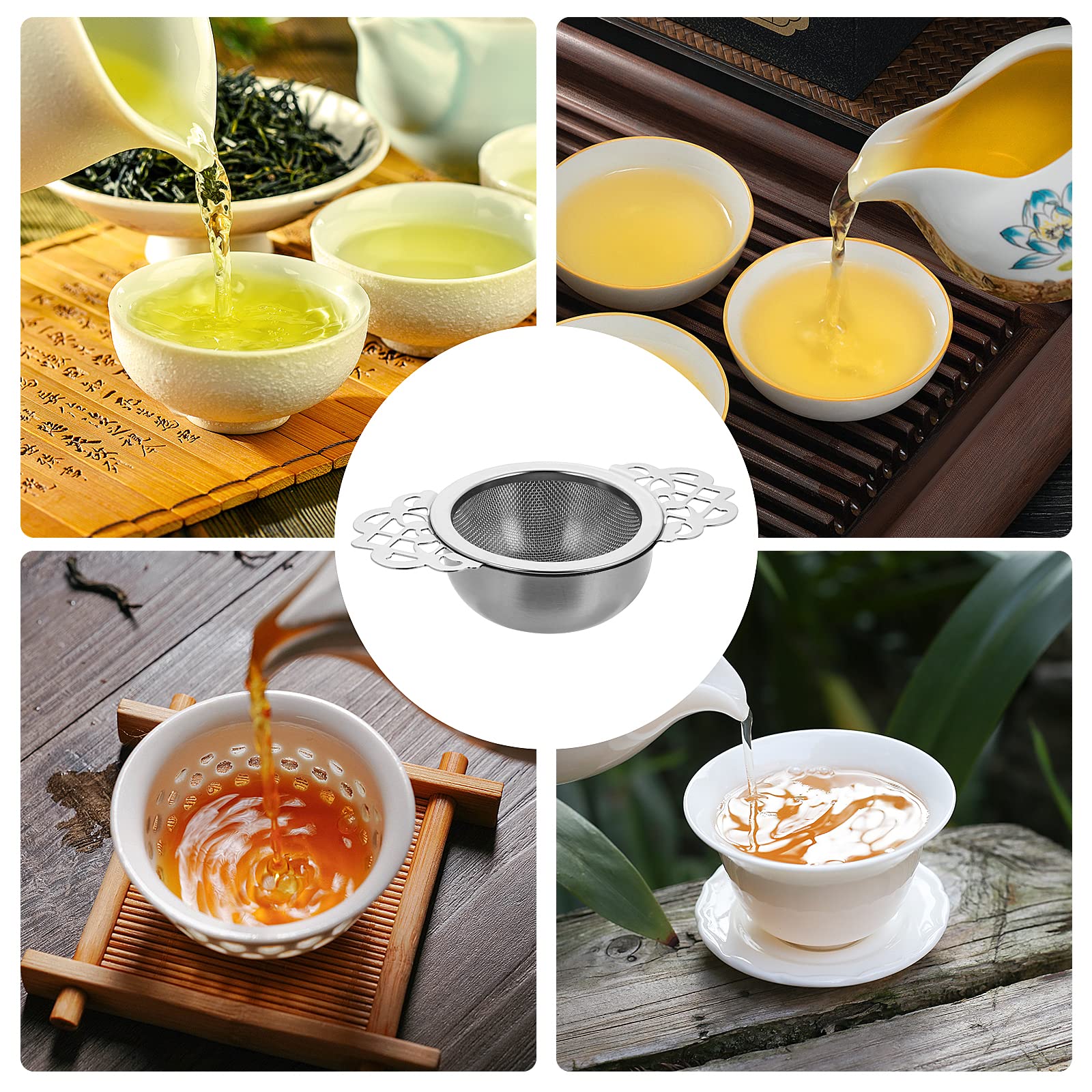 2 Pack Small Fine Mesh Tea Strainers With Bowl, Stainless Steel Loose Tea Infusers Strainers 7 Cm Diameter Tea Filter With Doubl