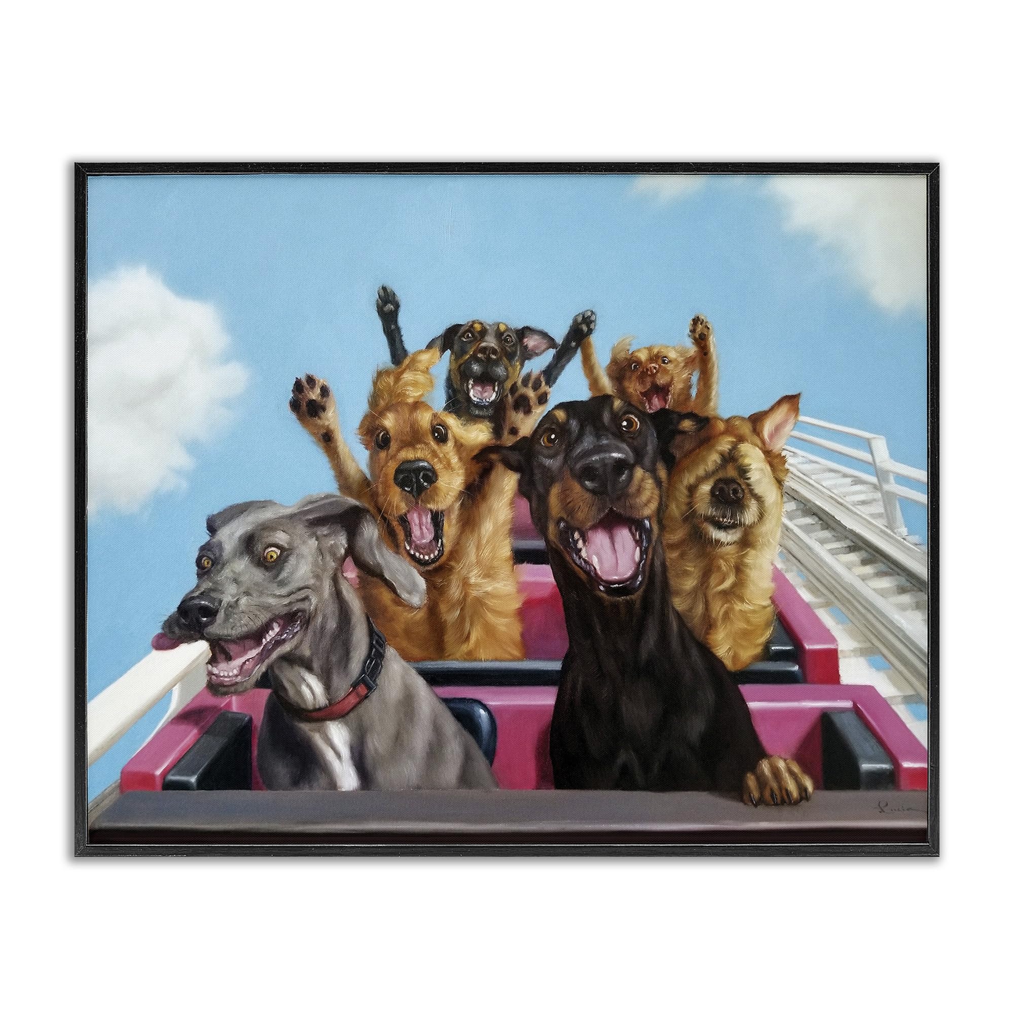 Stupell Industries Dogs Riding Roller Coaster Funny Amusement Park