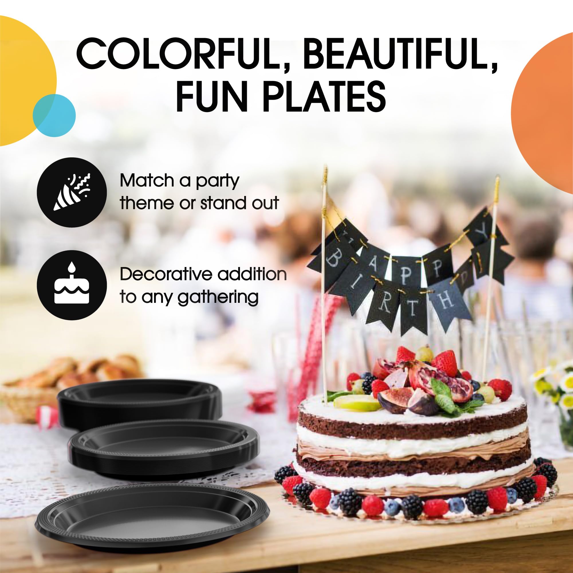 Exquisite Black Plastic Plates For Party 9 Black Disposable Plates For Party Supplies 100 Pcs Disposable Dinner Plate Heavy Du