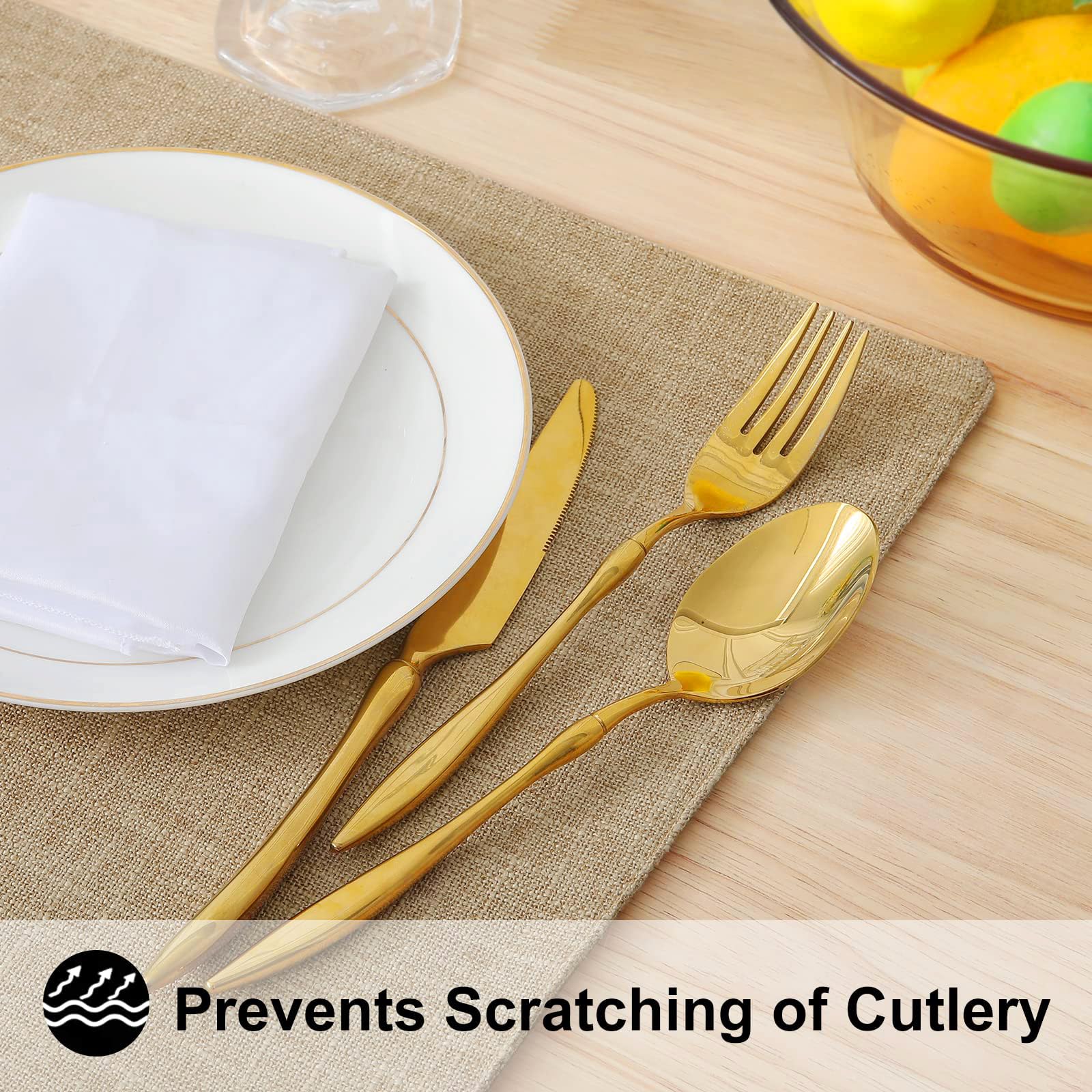 Homing Flaxen Cloth Placemats Set Of 6 - Cotton Linen Blend Washable Dining Table Mats For Indoors & Outdoors, Easy To Clean, 13