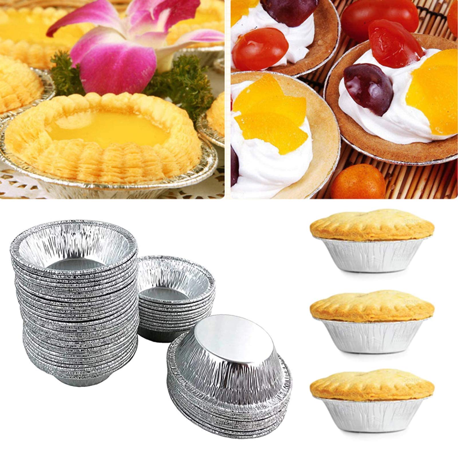 Hxhlyh 200 Pack 2.76Inch Disposable Aluminum Foil Cake Cups And Disposable Mini Pie Egg Tart Mold Tin Foil Pot Baking Supplies