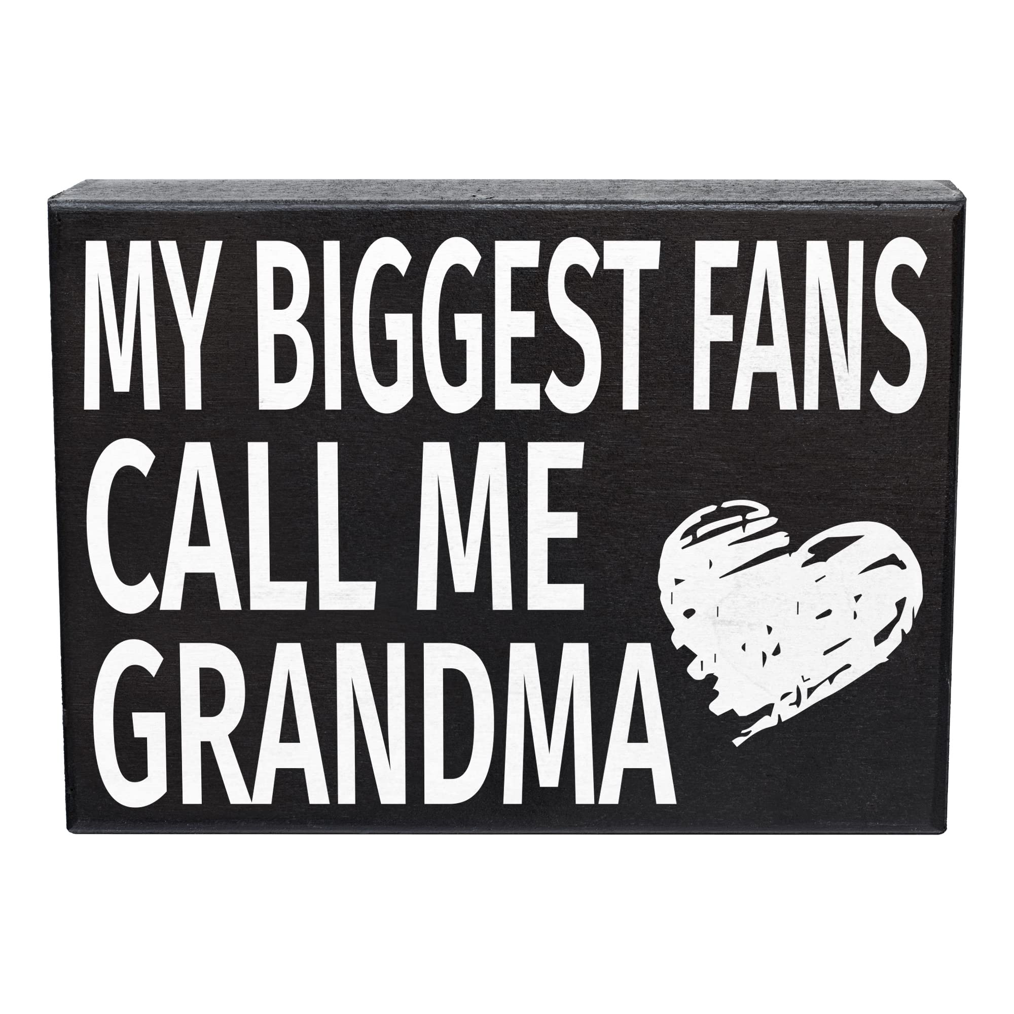 JennyGems Grandmas Biggest Fans Wooden Box Sign  Heartwarming 8x6x1.5 Inches  Made in the USA  Thoughtful Grandma Gift