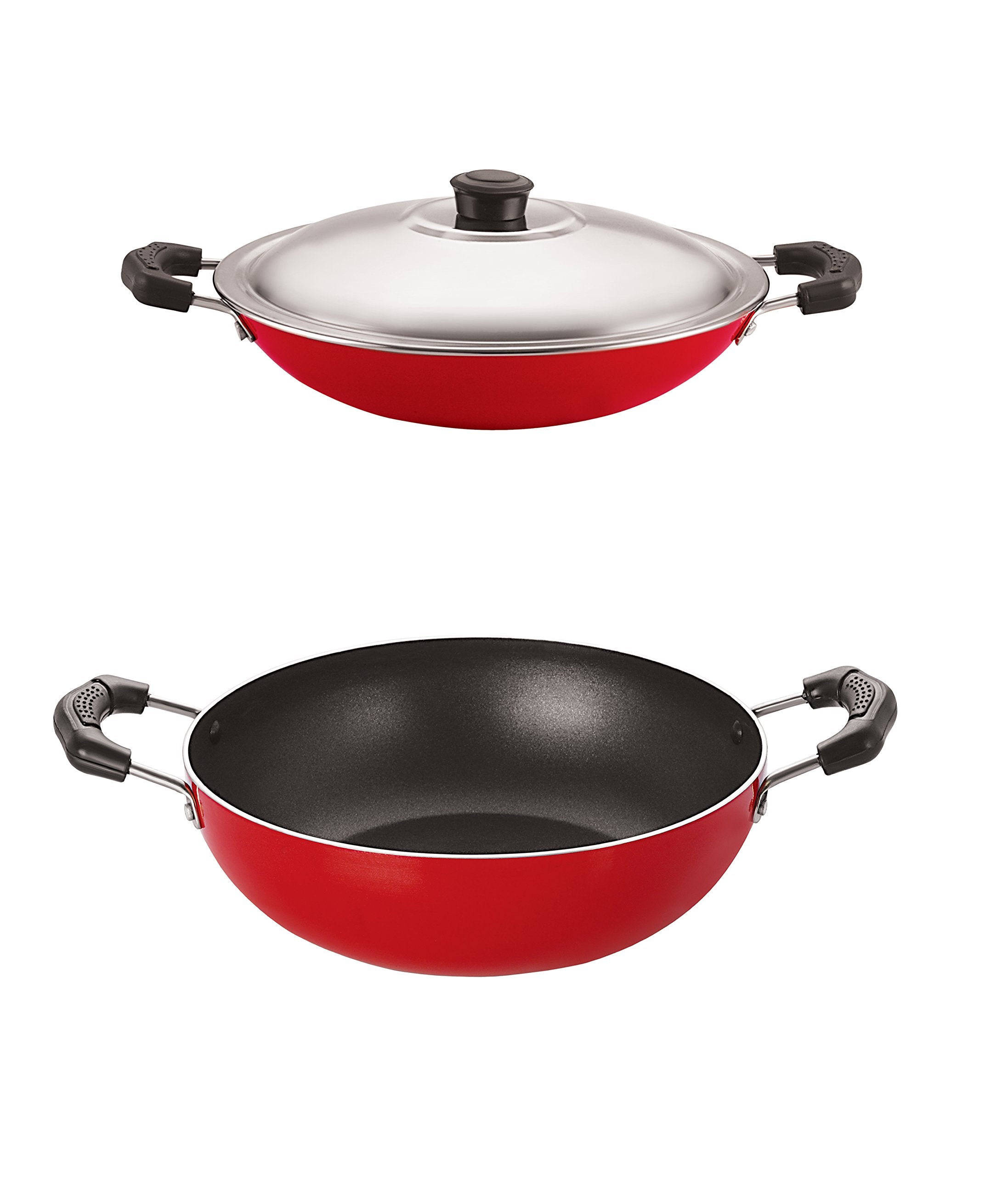 Nirlon NonStick Higly Durable Gas Compatible Chetty Pan And Kadhai Combo Gift Item Set, 2.6Mm_Kd12_Ac