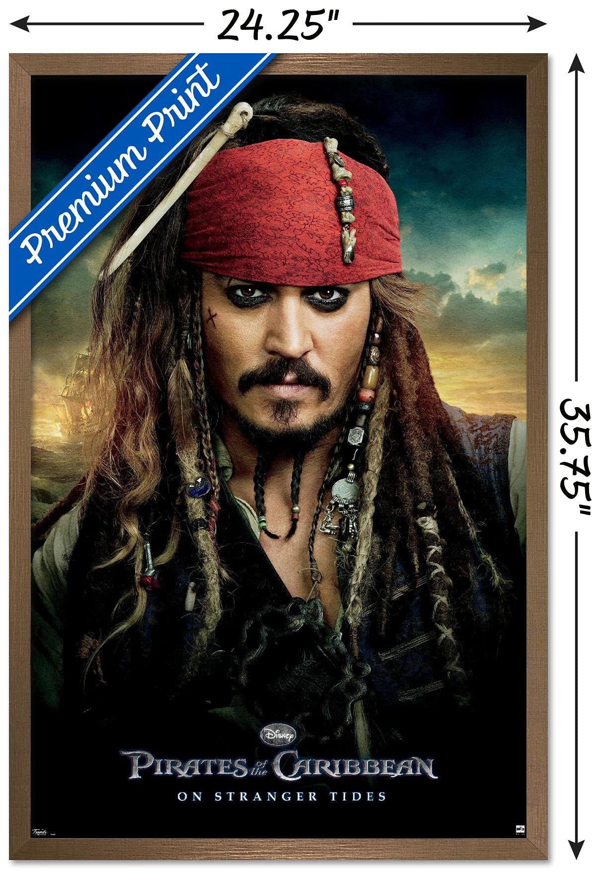 Trends International Disney Pirates Of The Caribbean: On Stranger Tides - One Sheet Wall Poster, 22.375'' X 34'', Bronze Framed