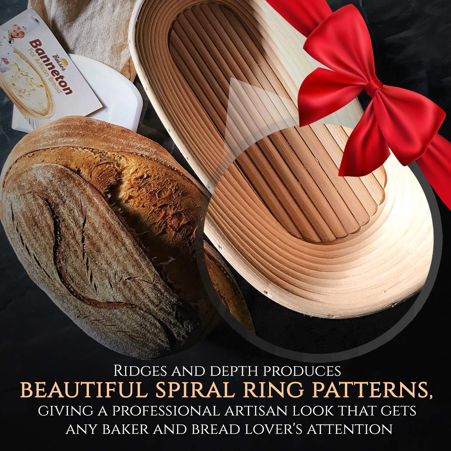 Oval Bread Banneton Proofing Basket - 10 Inch Baskets Sourdough Brotform Proofing Basket Set Banaton Towel For Baking Oval Proof