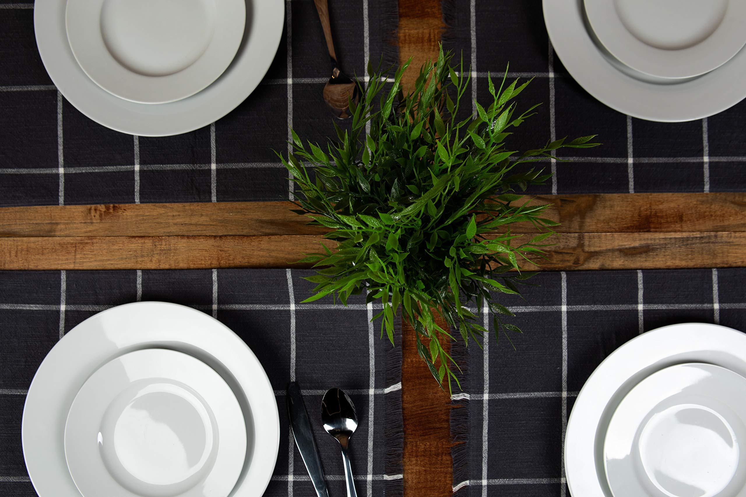 Placemats Set Of 4, Woven Cloth Placemat Set, 14X19 In, Gray Farmhouse Plaid Place Mats For Kitchen Or Dining Table, Washable Co