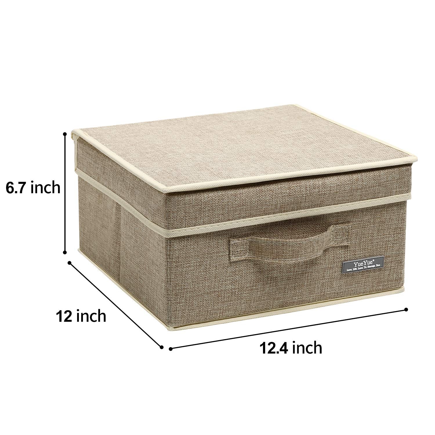 Yueyue Foldable Fabric Closet Organizer Bins Box Storage - 2 Pack 12.4 X 12 X 6.7 Inch Storage Bins With Lids Boxes Linen - Bins
