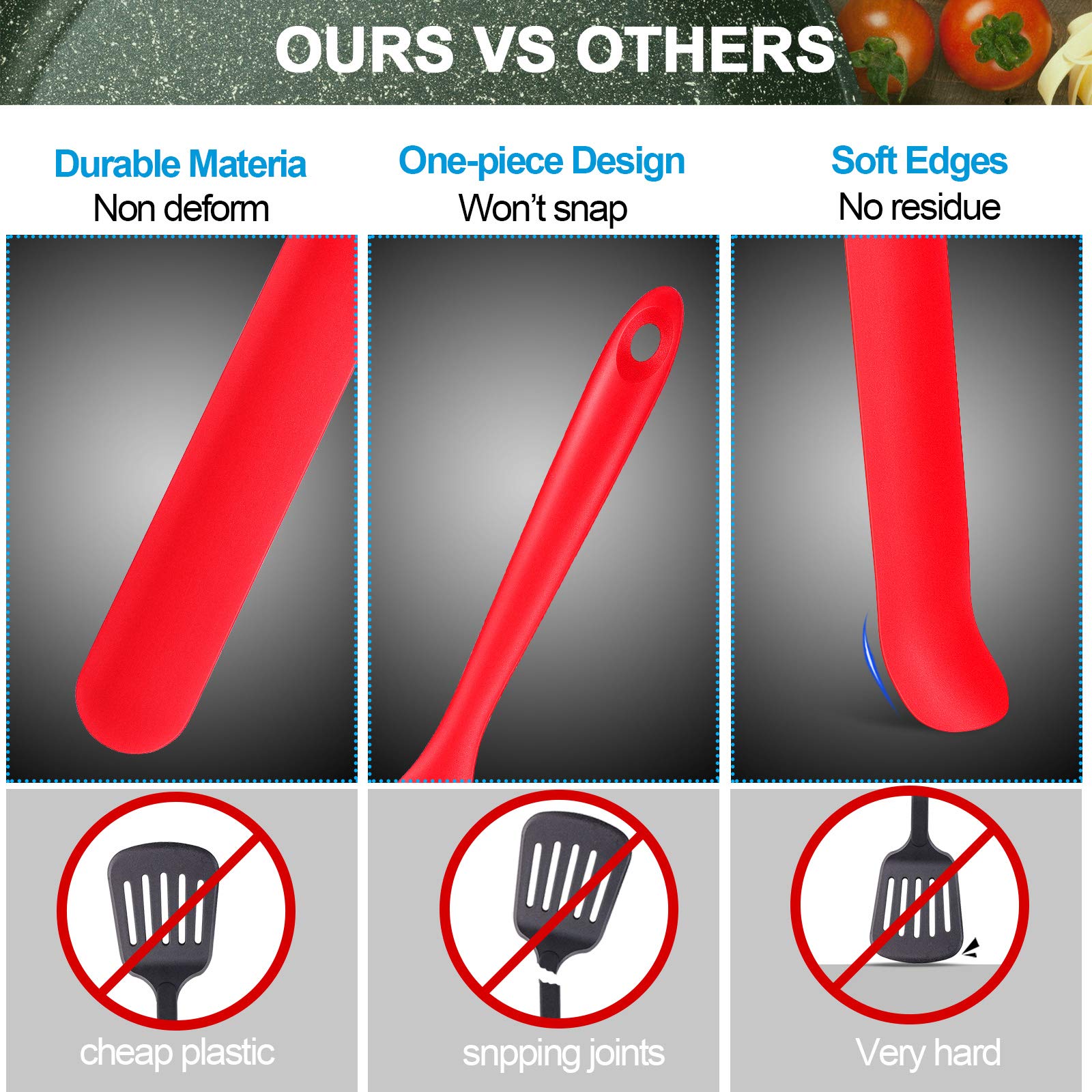 4 Pieces 13 Inch And 9.6 Inch Silicone Jar Spatulas Set Large And Medium Rubber Butter Cake Cream Spatulas Heat Resistant Non-St