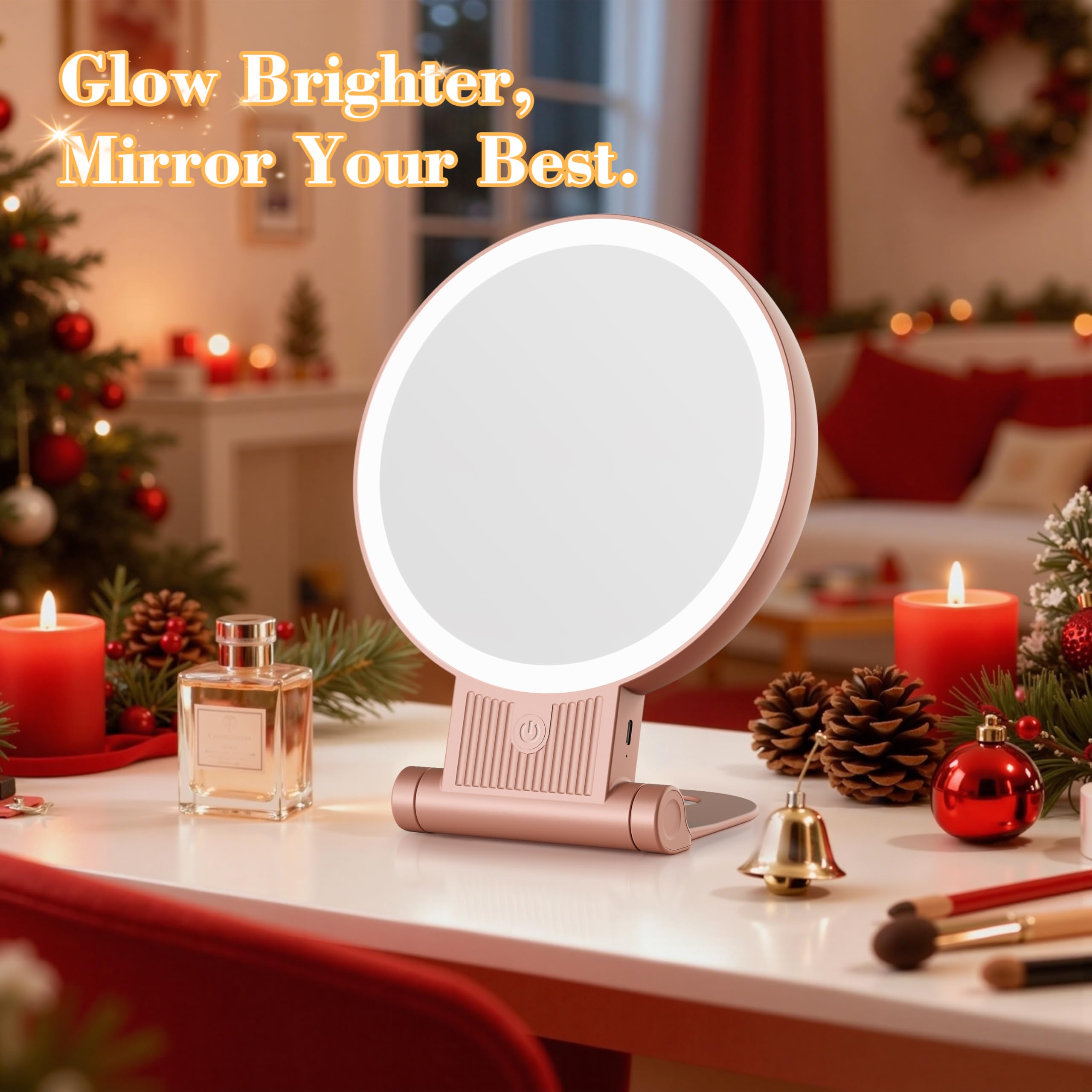 1X/30X Magnifying Mirror with Light, Double Sided Makeup Mirror with Adjustable 3 Color Light, 2000mAh Rechargeable Lighted Magn