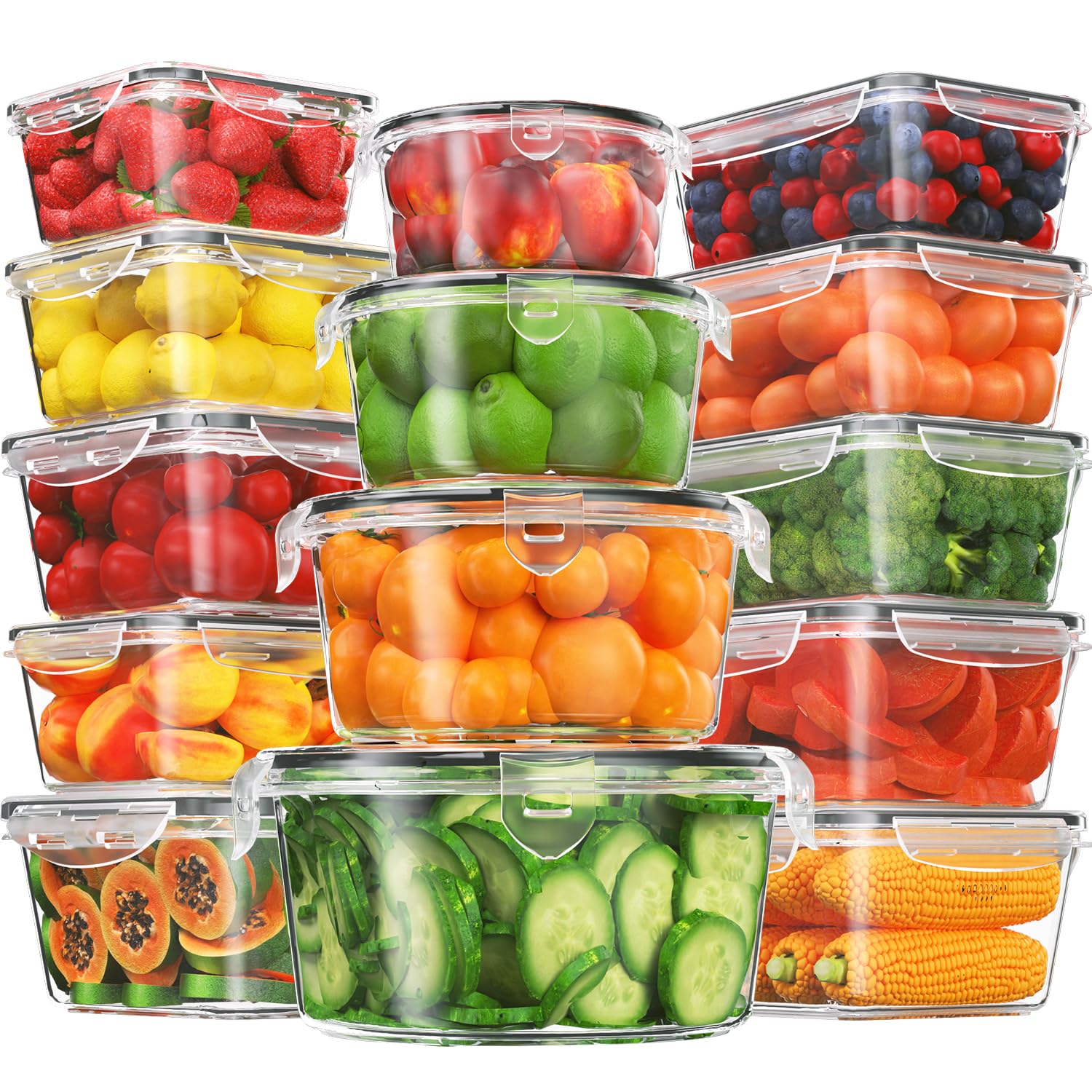28 Pieces Food Storage Containers With Lids Extra Large Freezer Containers For Food Bpa-Free Meat Fruit Vegetables Plastic Conta