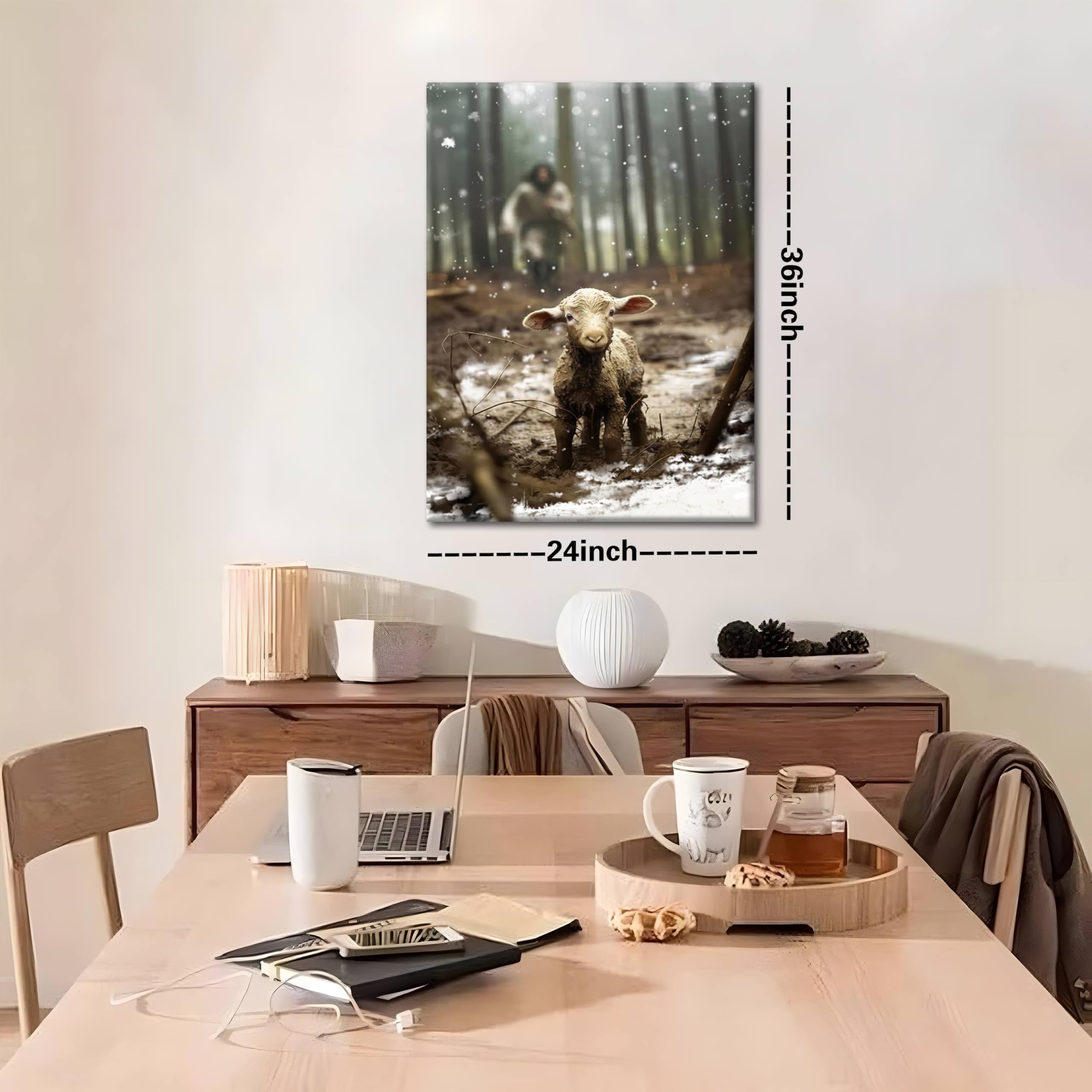 Jesus And Lamb Christian Wall Art, Jesus Saves The Lost Lamb Canvas Wall Decor, Jesus Lamb Of God Posters Paintings Prints For L