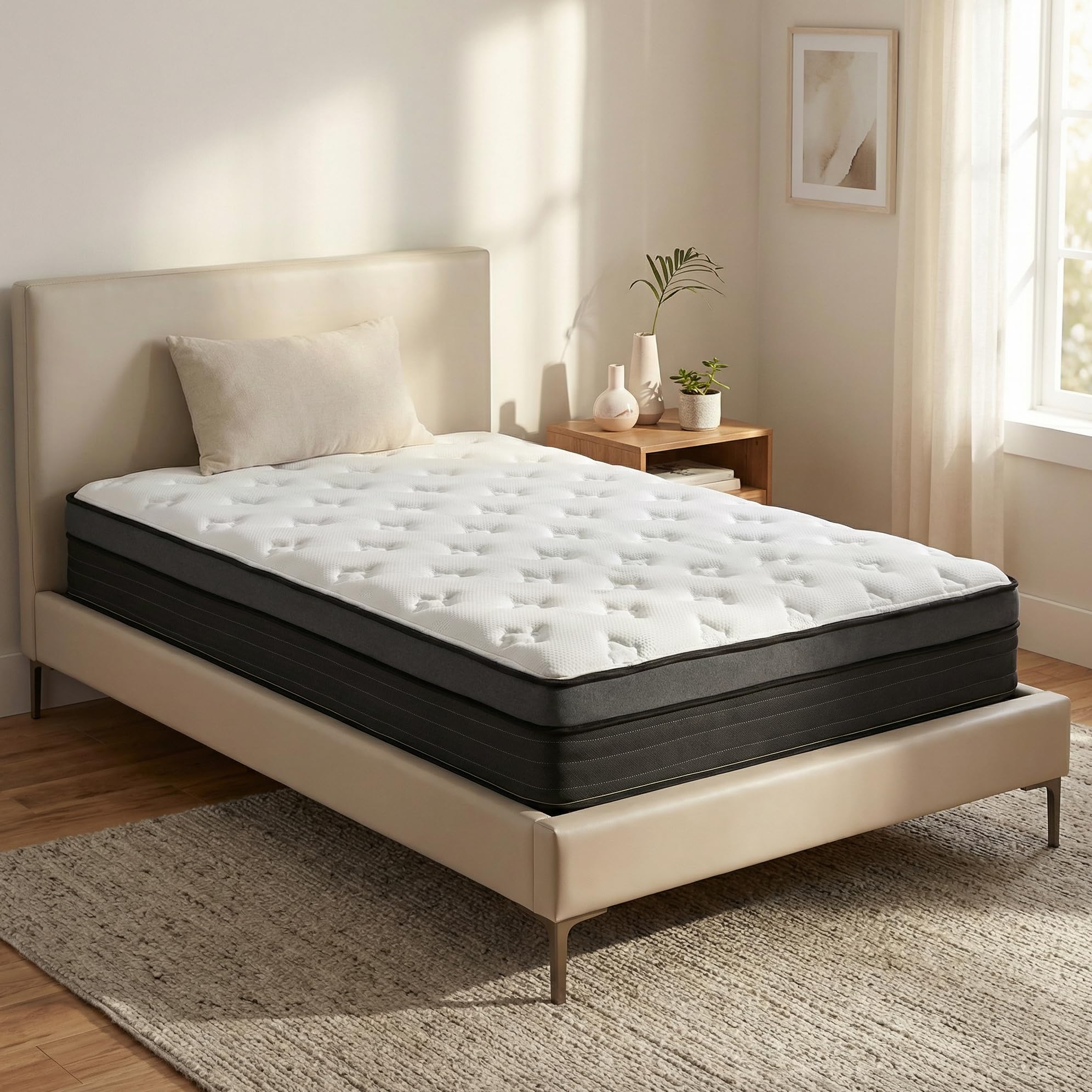 Inight Twin Mattress 12 Inch, Hybrid Twin Size Mattress In A Box, Gel Memory Foam And Individual Pocket Springs, Edge Support, M