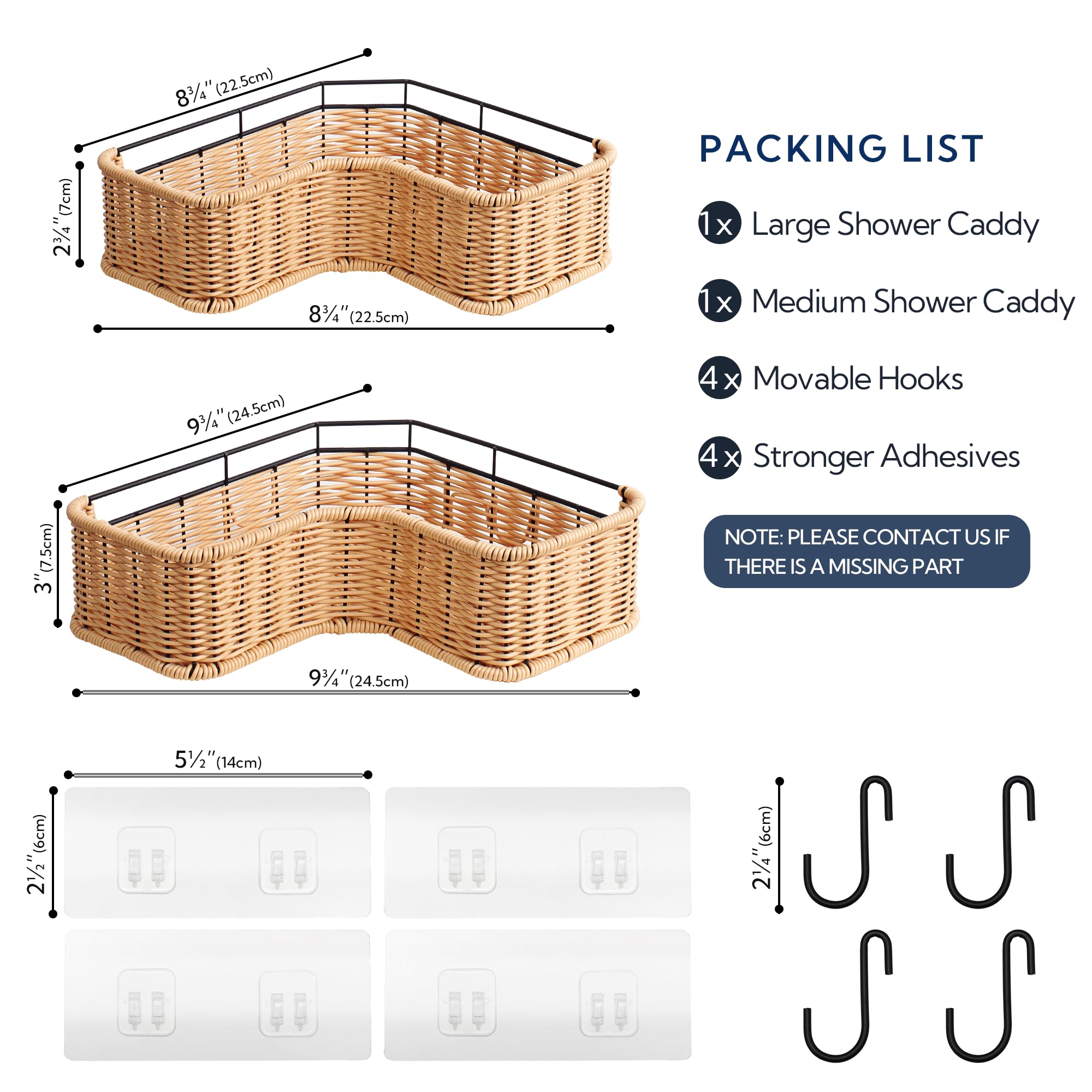 GRANNY SAYS Corner Shower Caddy, 2 Pack Rustproof Wicker Shelves, Nature Color, Model GS1023APBFQ2