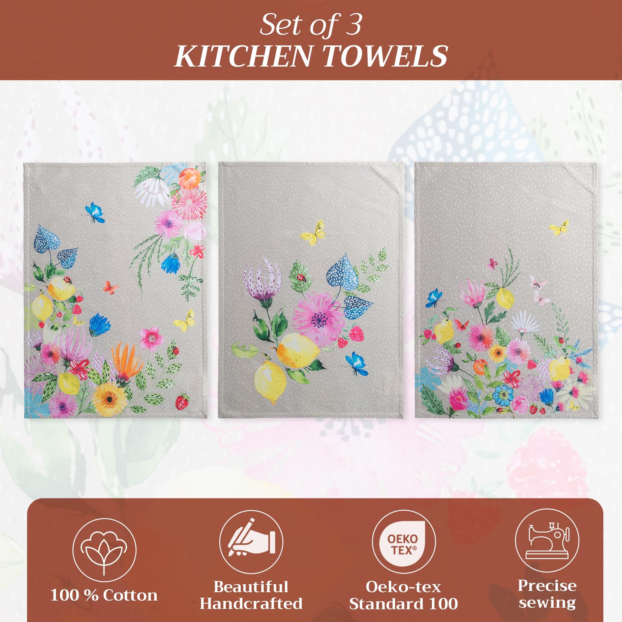 Maison D Hermine Dishcloth Set Of 3, 100% Cotton Kitchen Towel For Gifts, Kitchen, Party, Wedding, Bbq, Restaurant & Camping, Ja