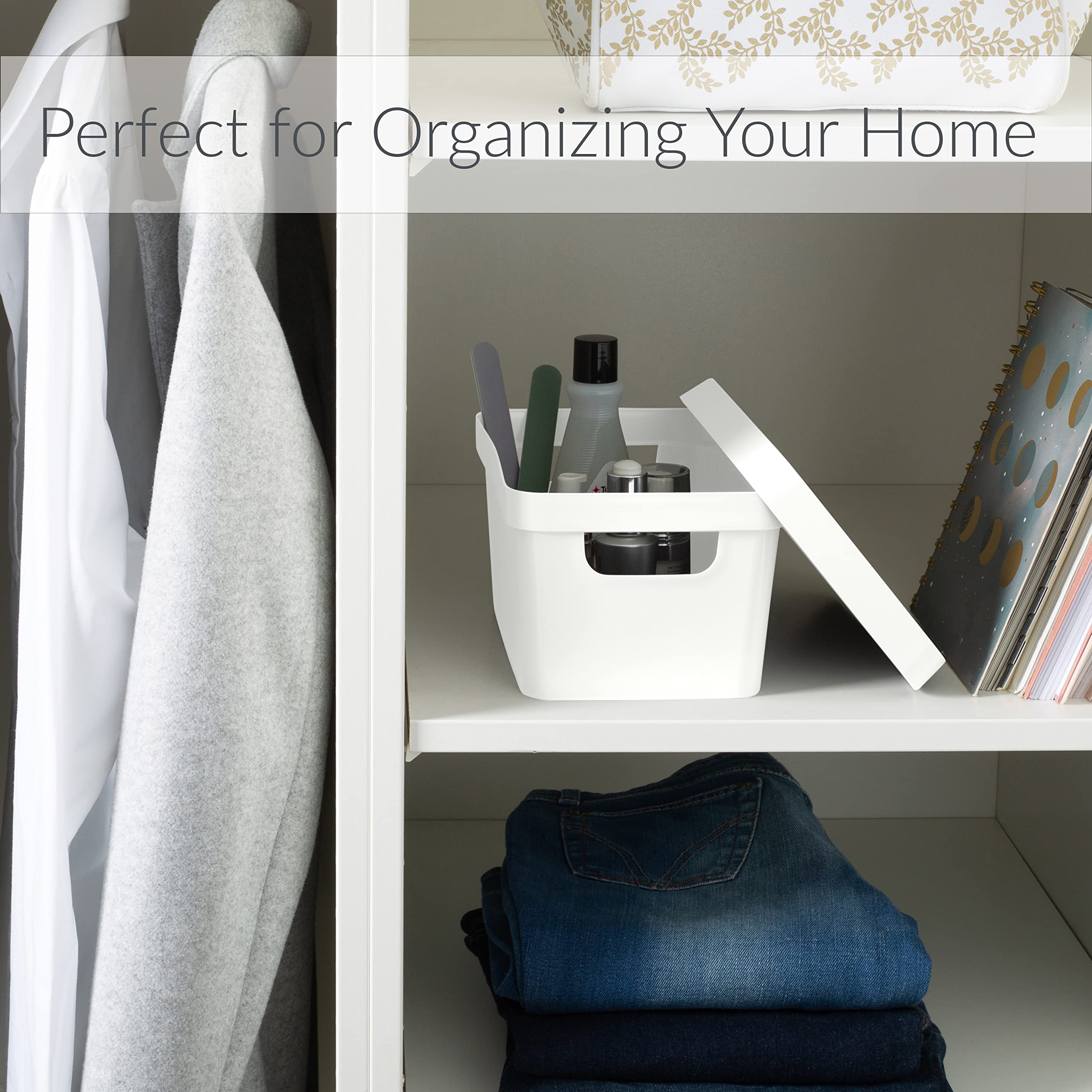 Simplify Small Vinto Storage Box | Click Tight Lid | Dimensions: 9.76'' X 6.69'' X 4.84'' | Stackable | Home Organization | 2 Ha