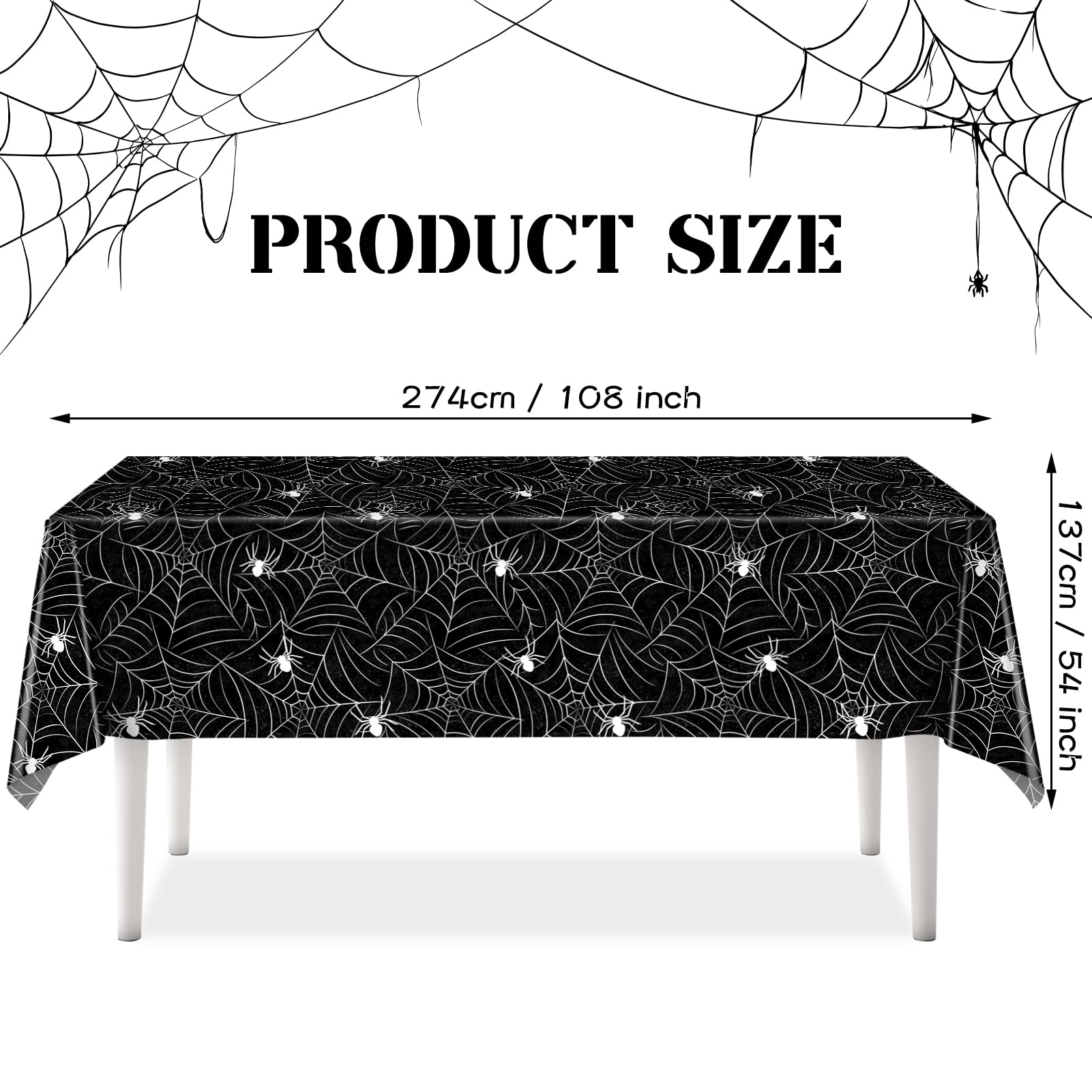 Trewave 3 Pack Halloween Spiderweb Tablecloth Rectangular Plastic Spider Web Table Cloth Large Size Table Covers For Home Decor
