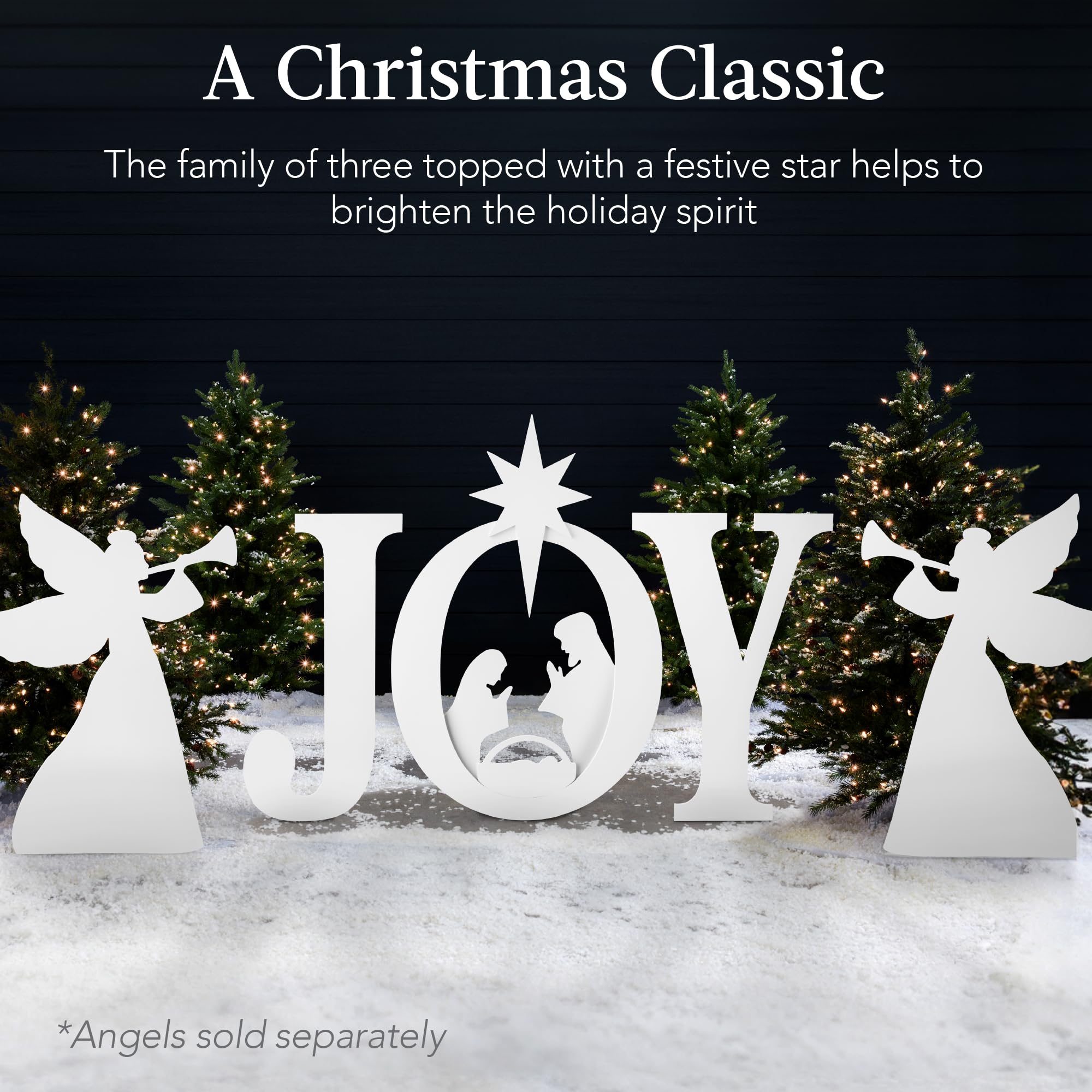 Best Choice Products 46in Outdoor JOY Christmas Nativity Decoration, 3 Piece Yard Decor Sign Holy Weather Resistant PVC Silhouet
